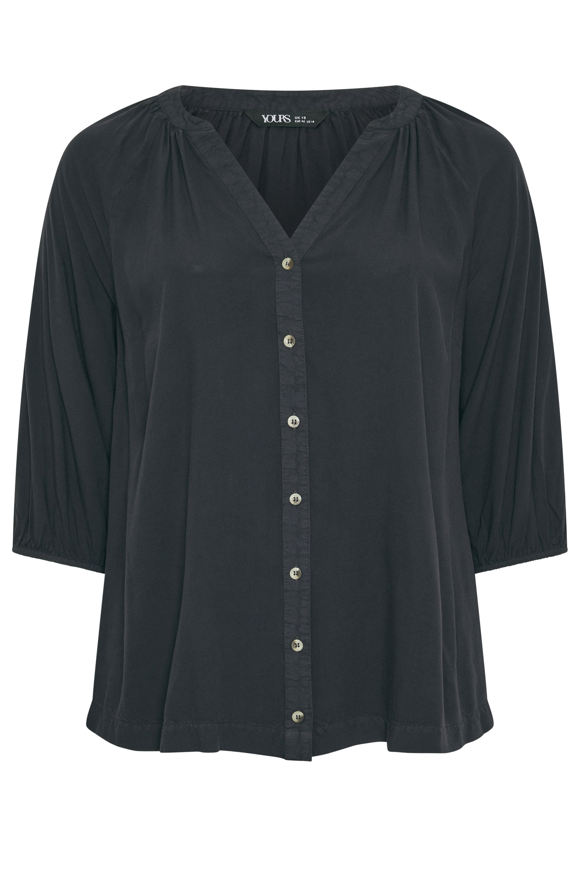 YOURS Plus Size Black Chambray Blouse | Yours Clothing 5