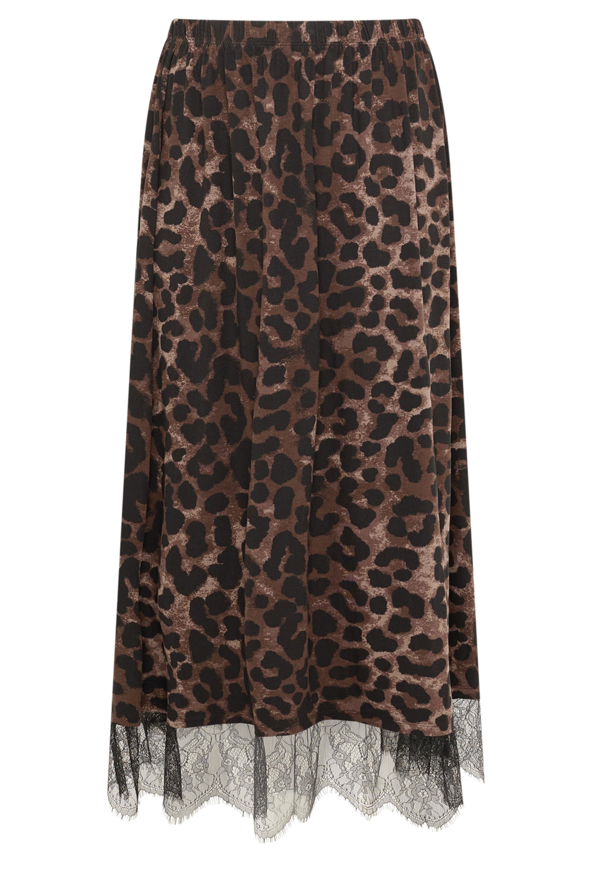 YOURS Plus Size Chocolate Brown Leopard Skirt | Yours Clothing 5