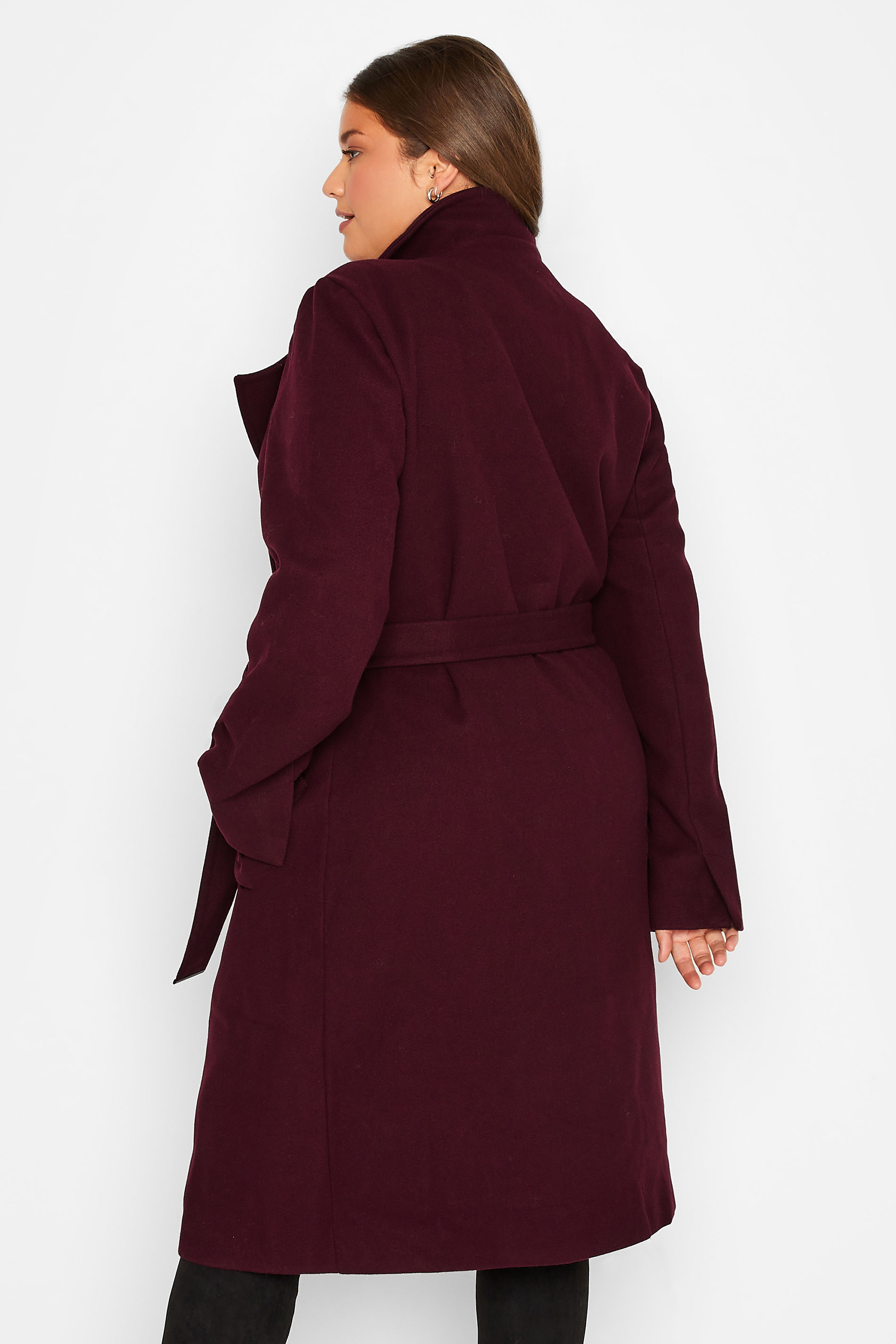 LTS Tall Women's Burgundy Red Belted Coat | Long Tall Sally 3