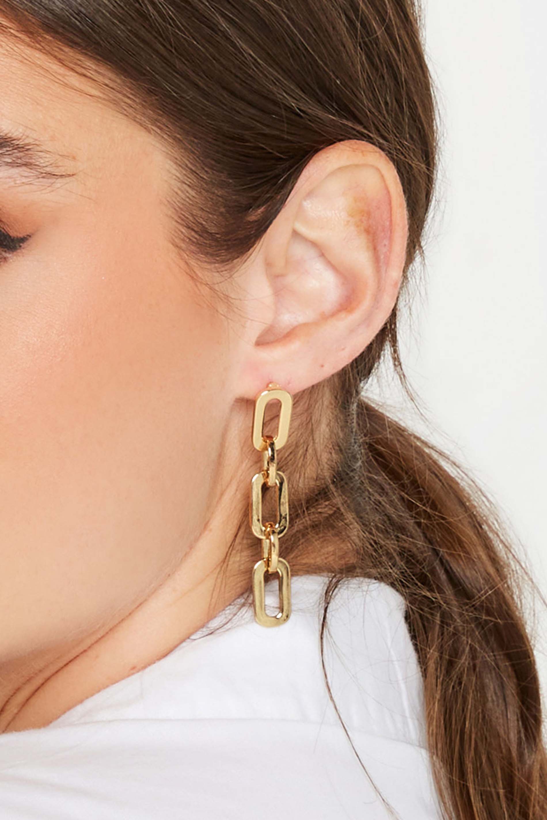 Gold Chain Drop Earrings | Yours Clothing 1