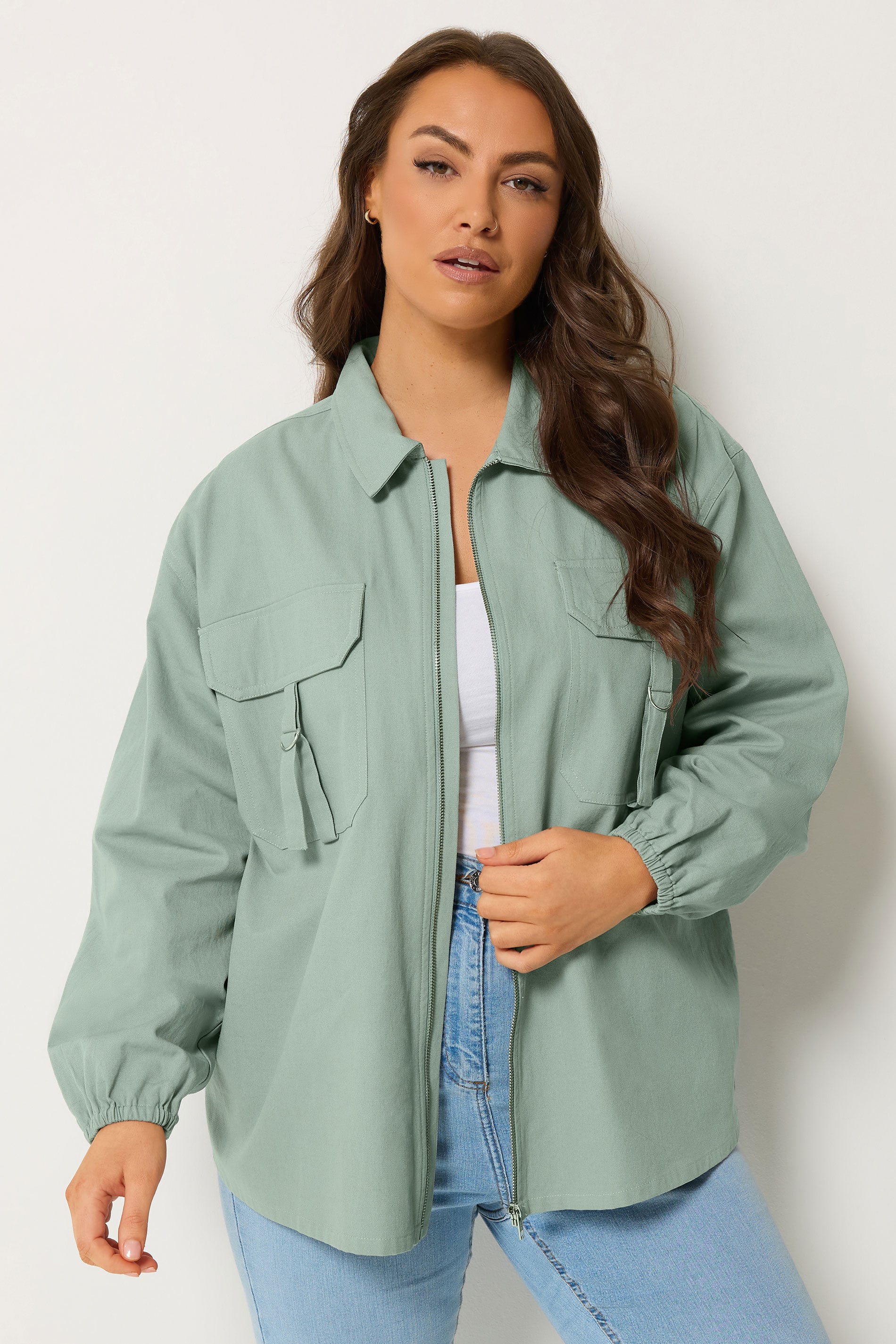 YOURS Plus Size Blue Utility Shacket | Yours Clothing 3