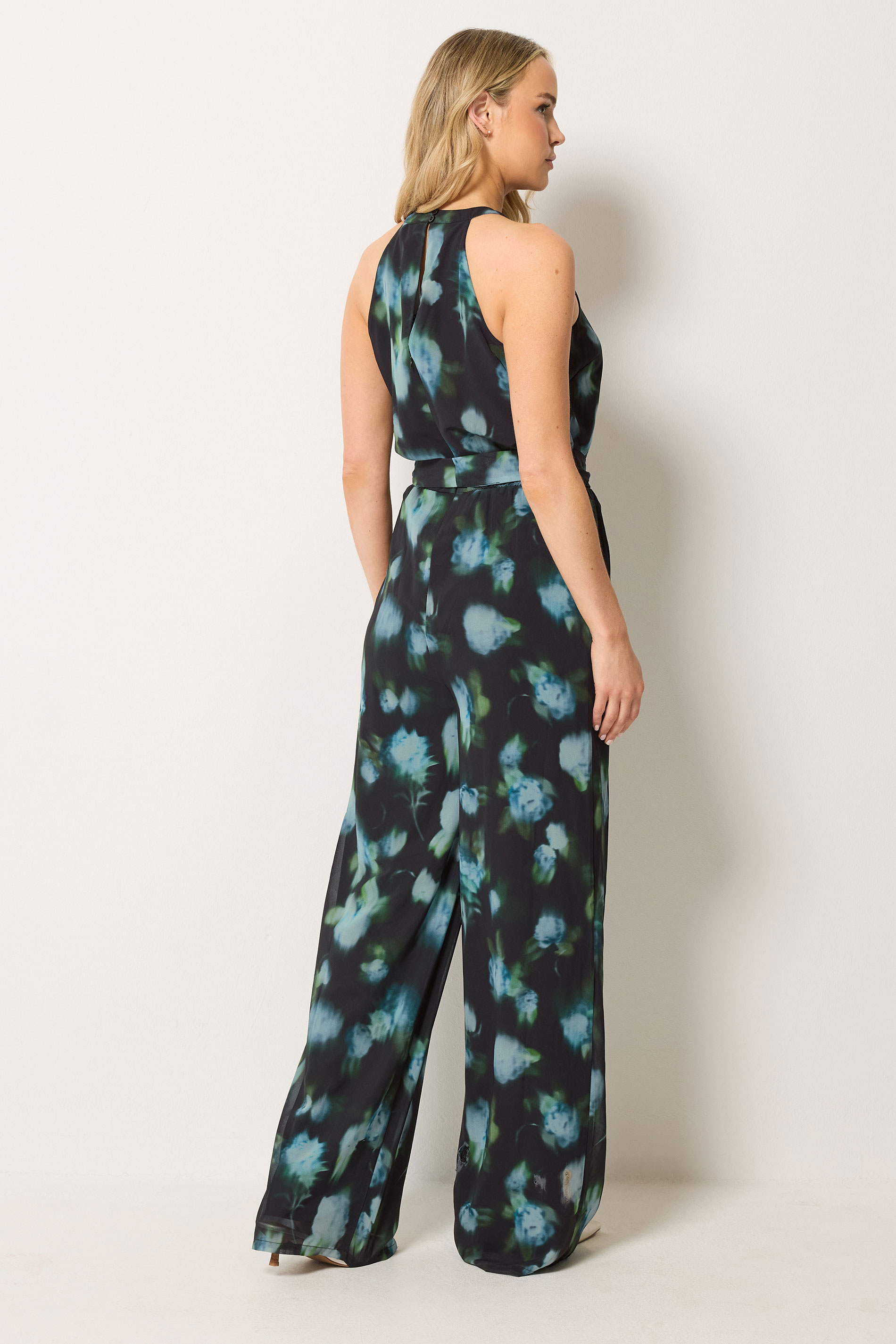 LTS Tall Women's Black Floral Halterneck Jumpsuit | Long Tall Sally 2