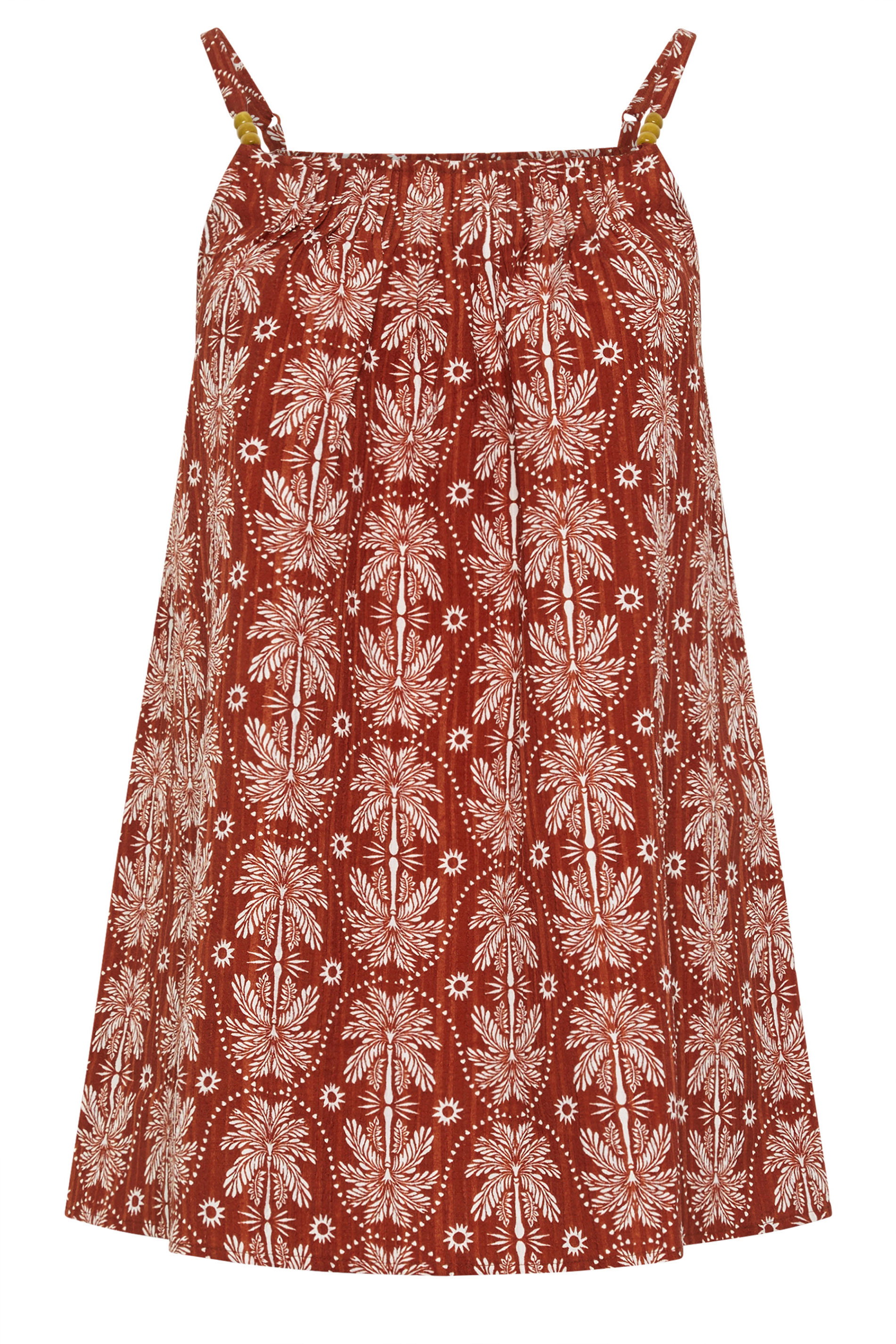 YOURS Plus Size Red Palm Tree Pleated Cami Top | \Yours Clothing 5
