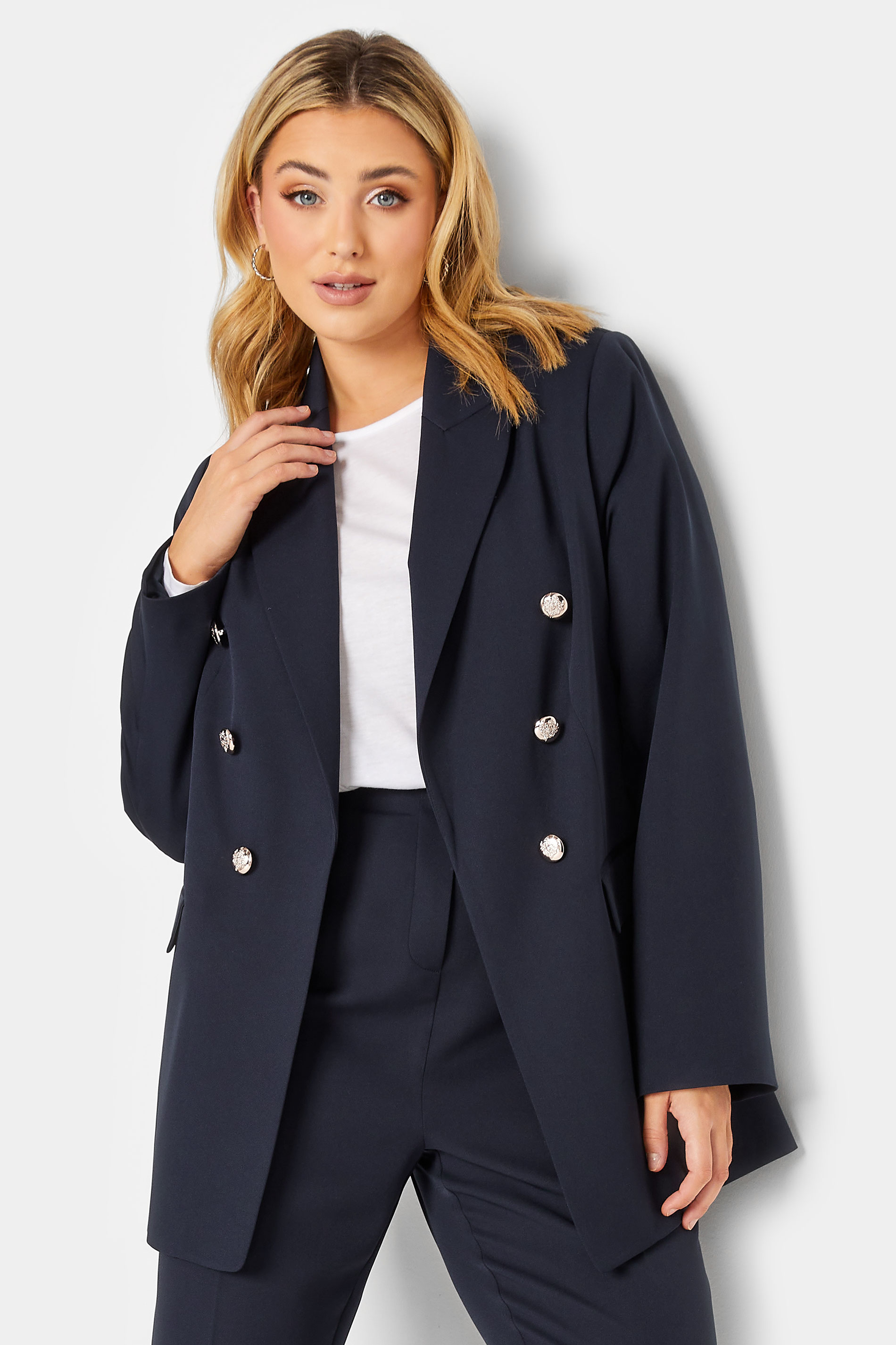 YOURS Plus Size Navy Blue Military Blazer | Yours Clothing 1
