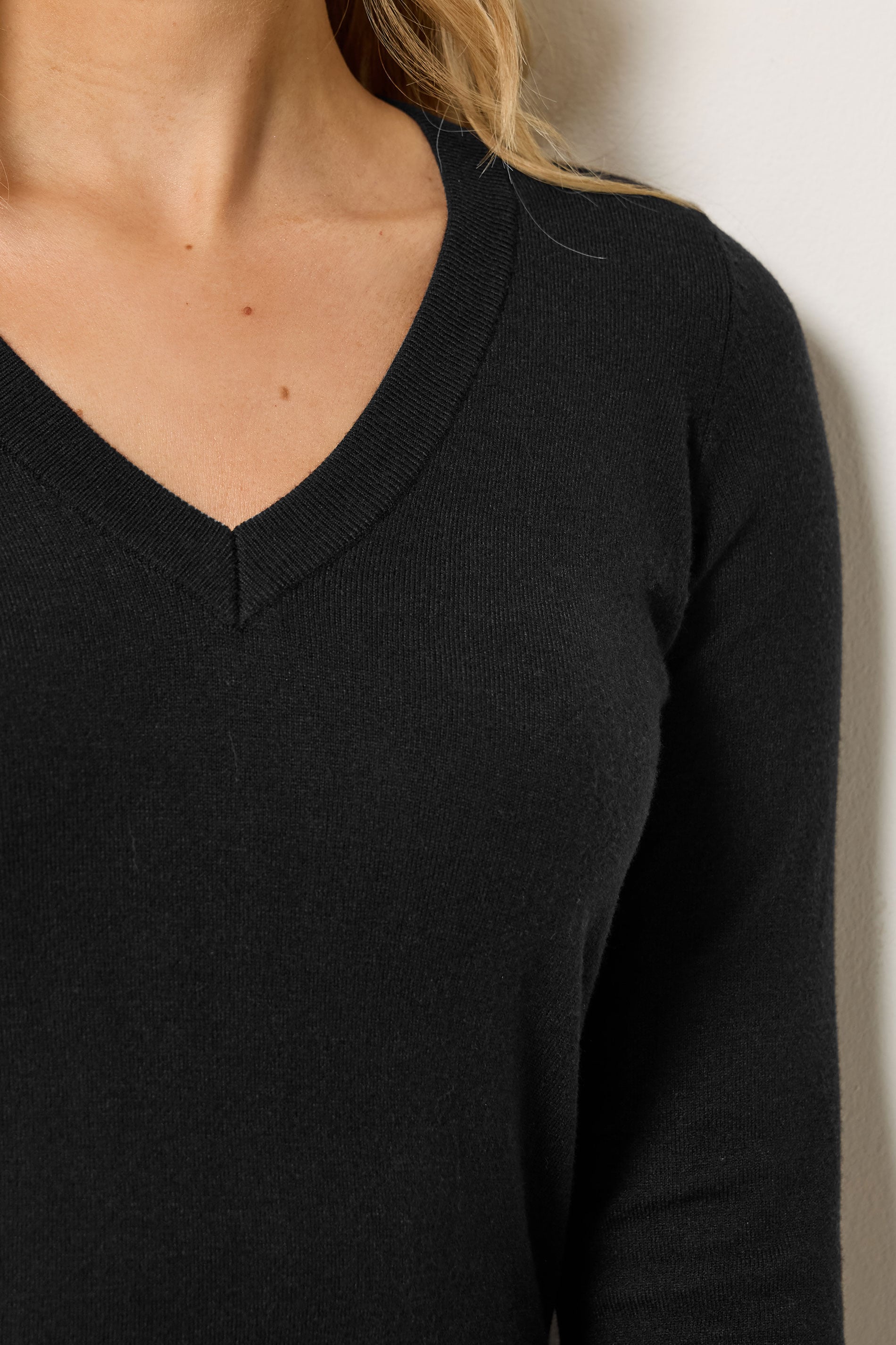 LTS Tall Black Knit V-Neck Jumper | Long Tall Sally 4