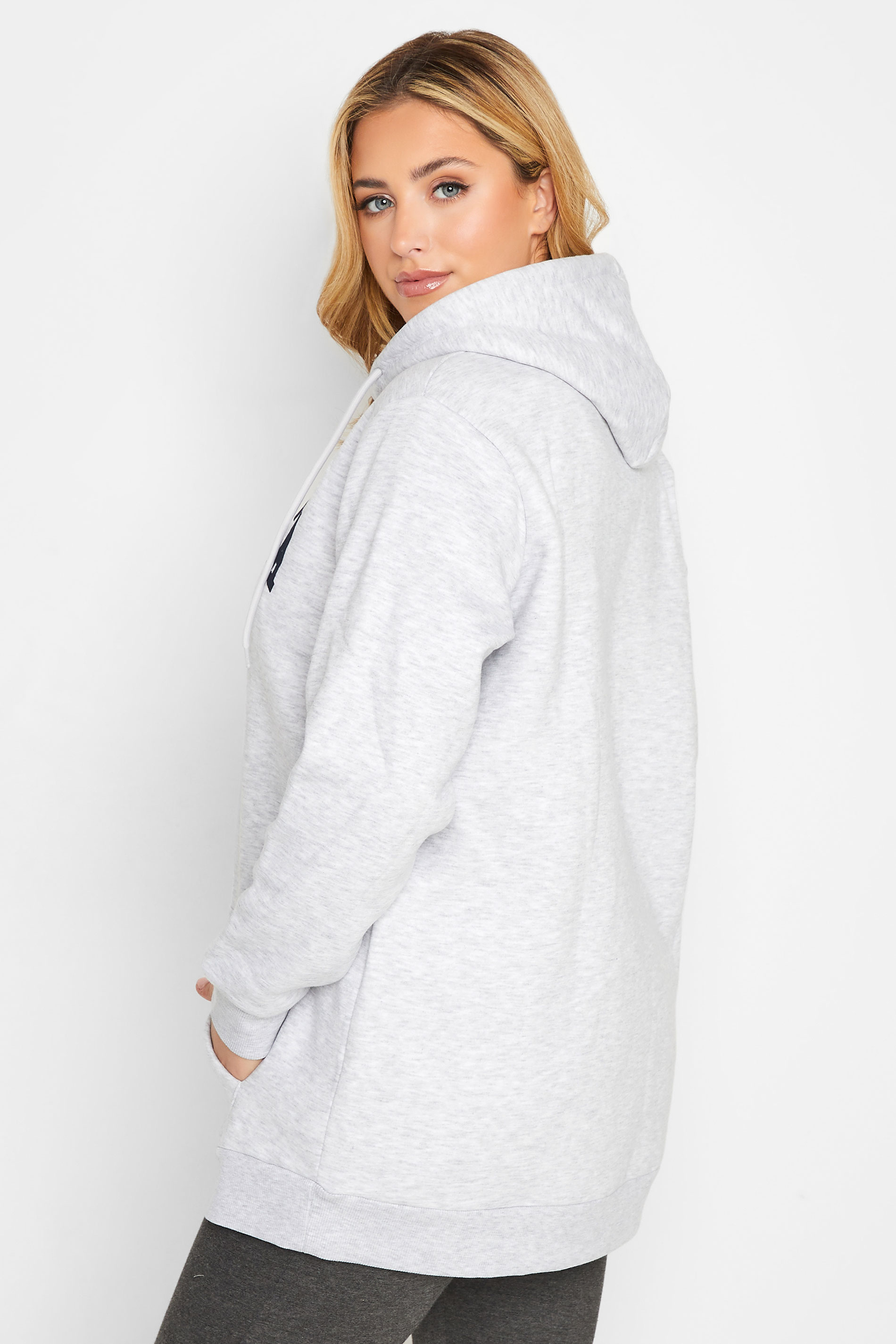 Plus Size Grey Marl 'Santa Monica' Soft Zip Through Hoodie | Yours Clothing 3