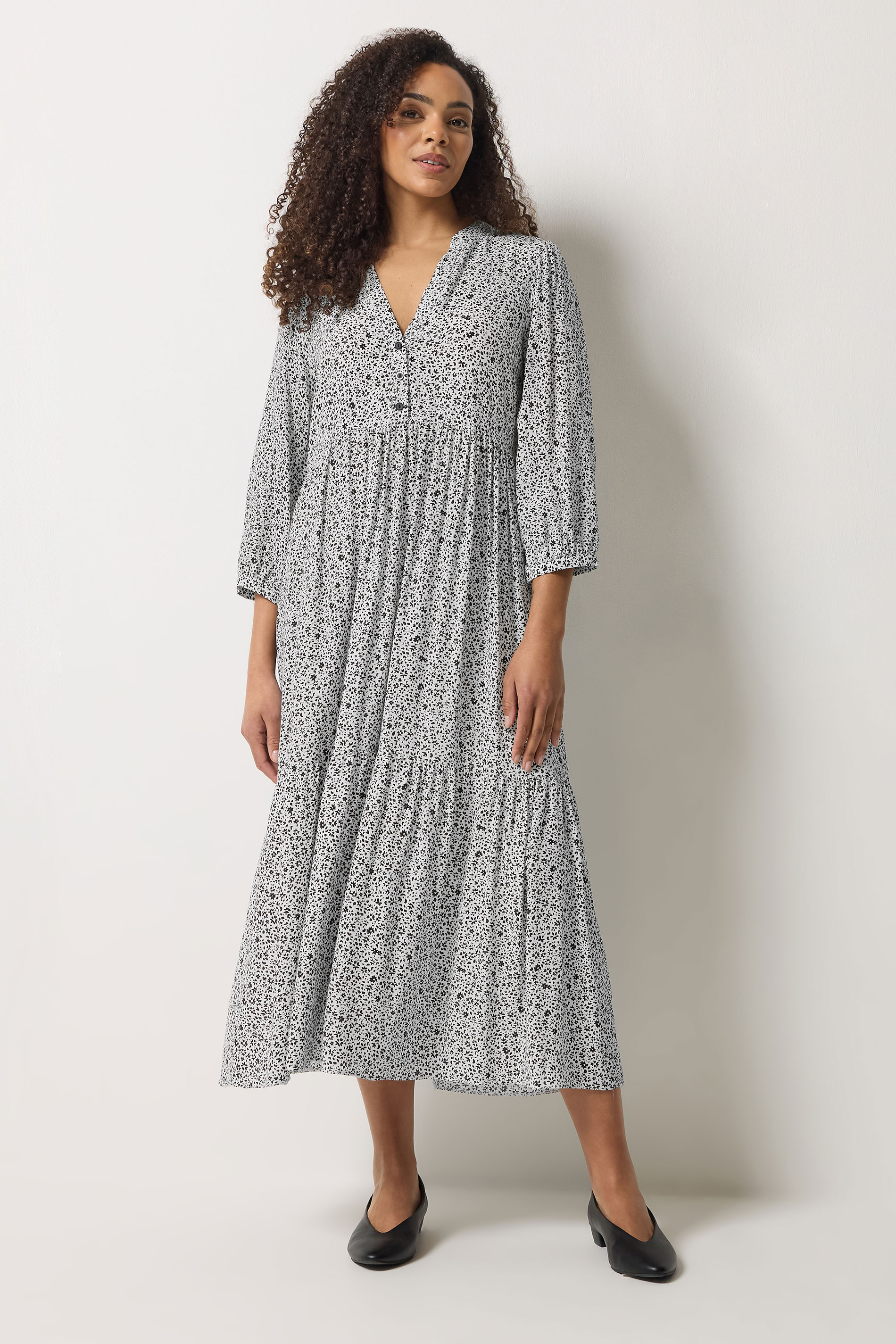 M&Co White Ditsy Floral Tiered Maxi Dress | M&Co 3