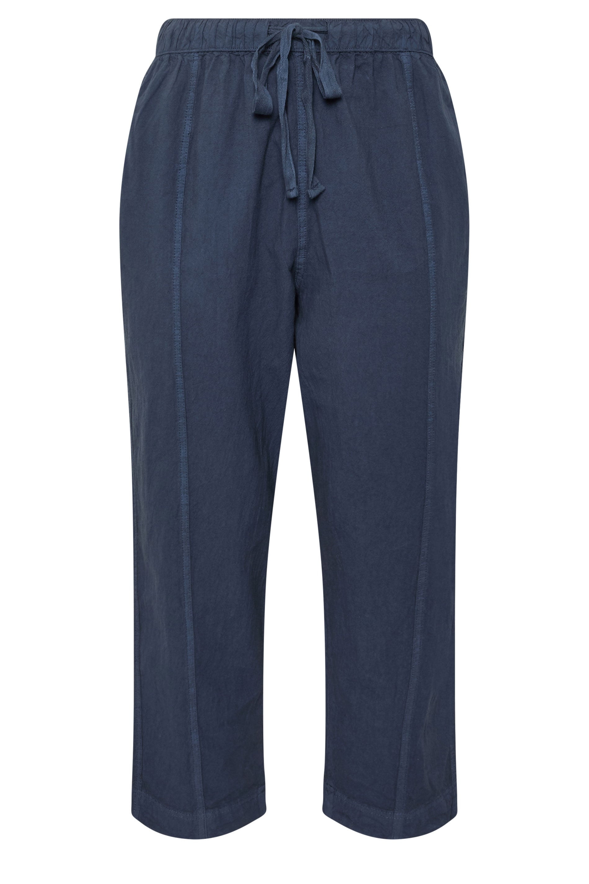 YOURS Plus Size Navy Blue Cool Cotton Barrel Trousers | yours Clothing 5