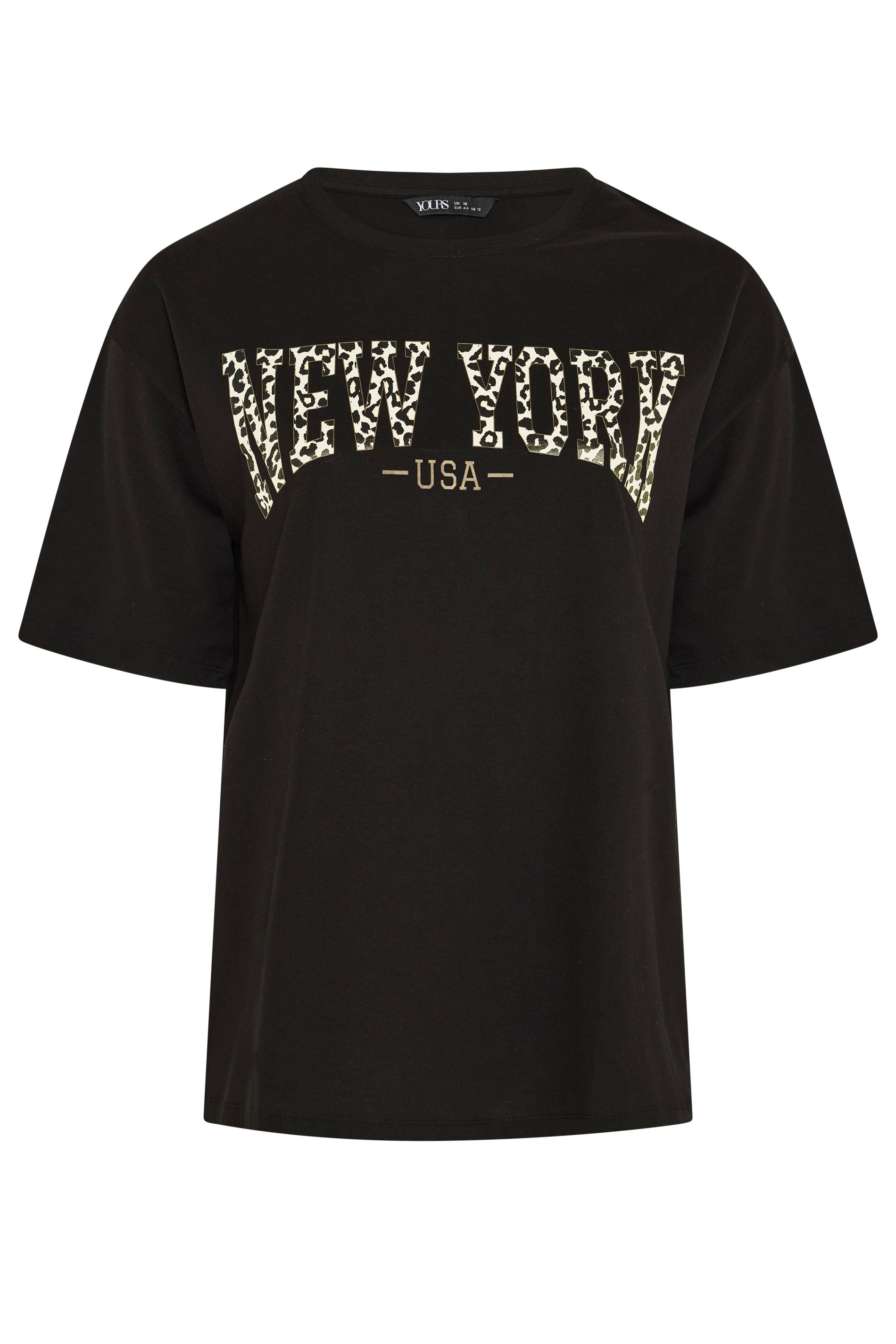 YOURS Plus Size Black 'New York' Leopard T-Shirt | Yours Clothing 5
