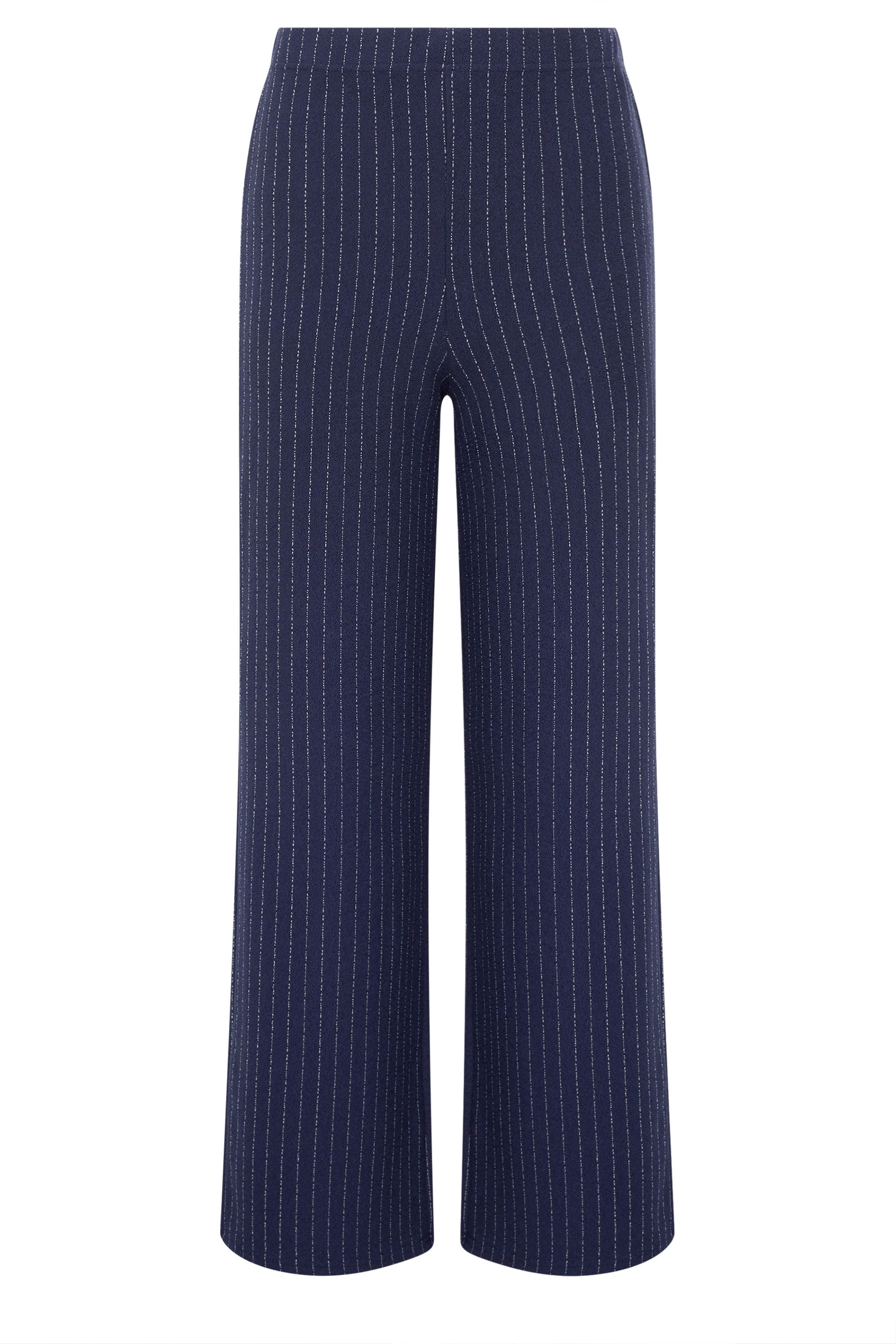 M&Co Navy Blue Pinstripe Wide Leg Trousers | M&Co 5