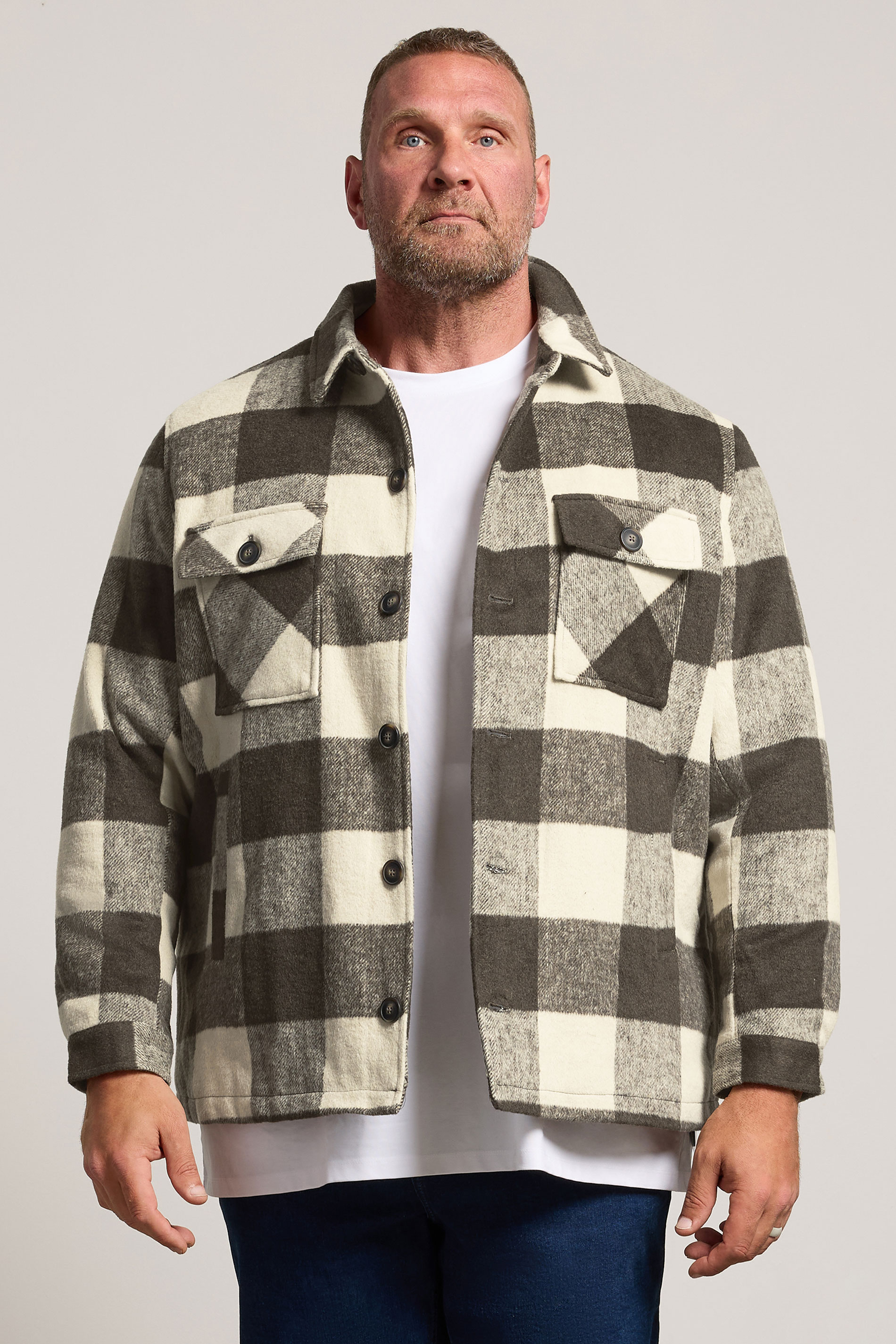 BadRhino Big & Tall Brown Checked Shacket | BadRhino 3
