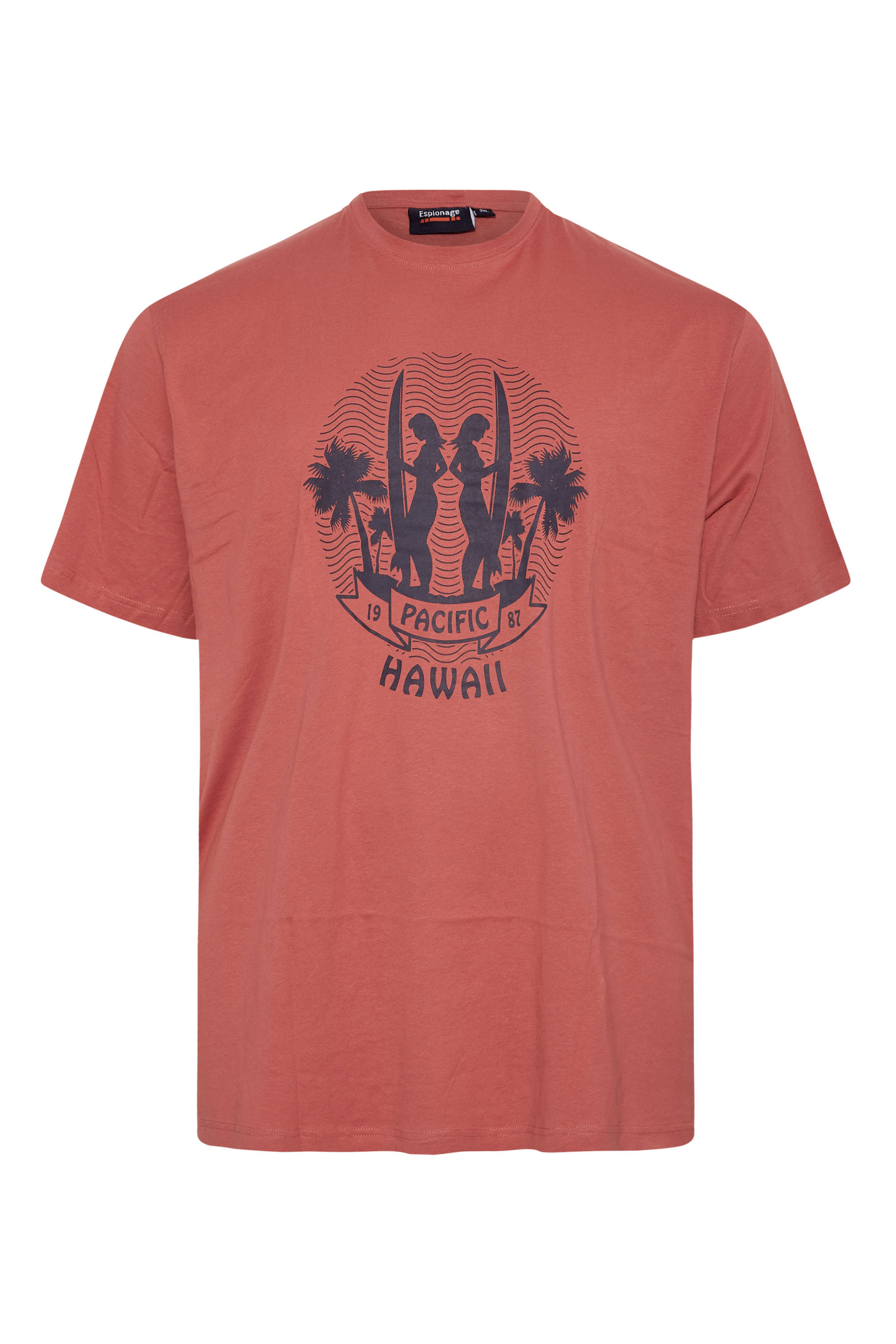 ESPIONAGE Orange Hawaii Print T-Shirt | BadRhino 3
