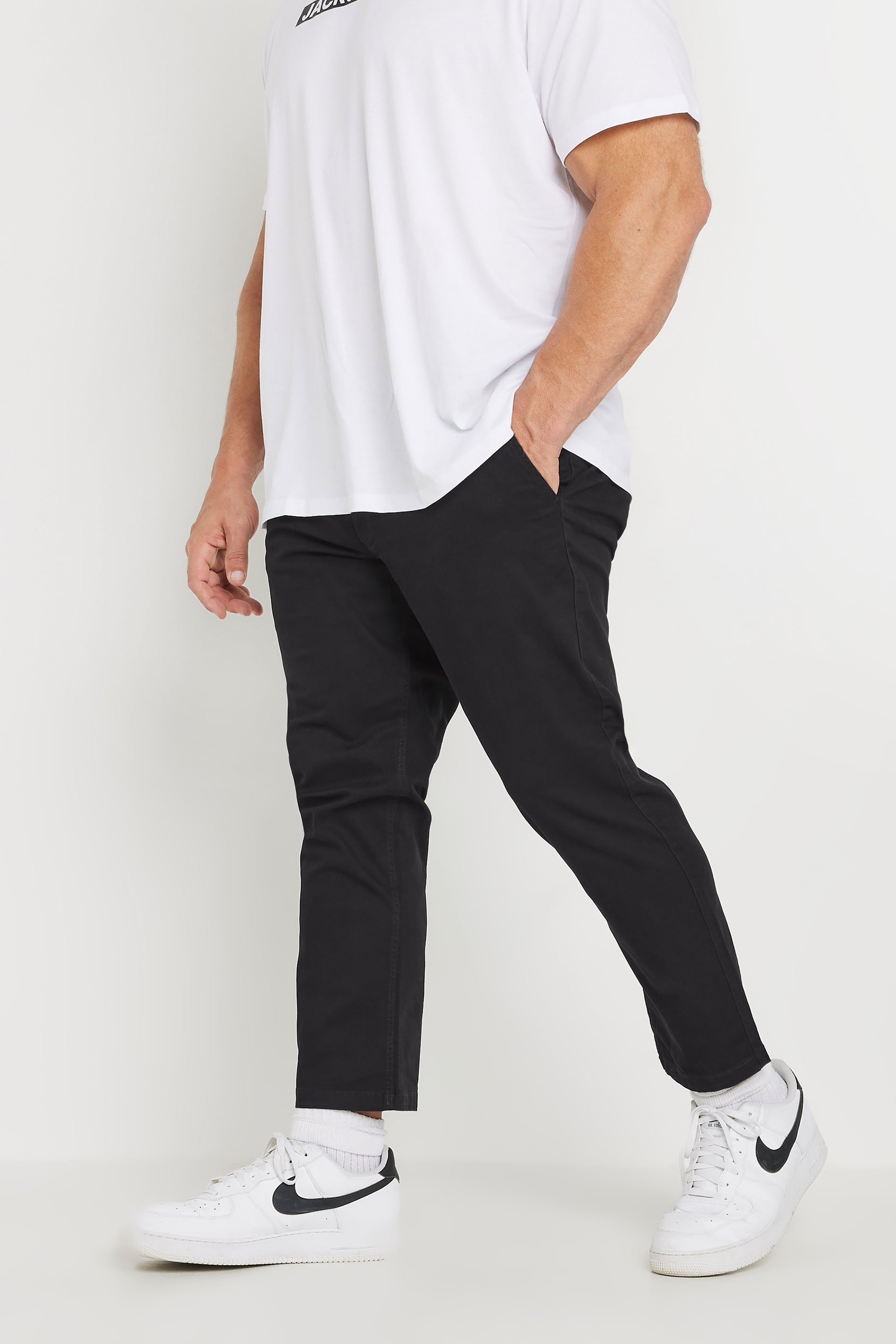 JACK & JONES Big & Tall Black 'Marco' Chino Trousers | BadRhino 3