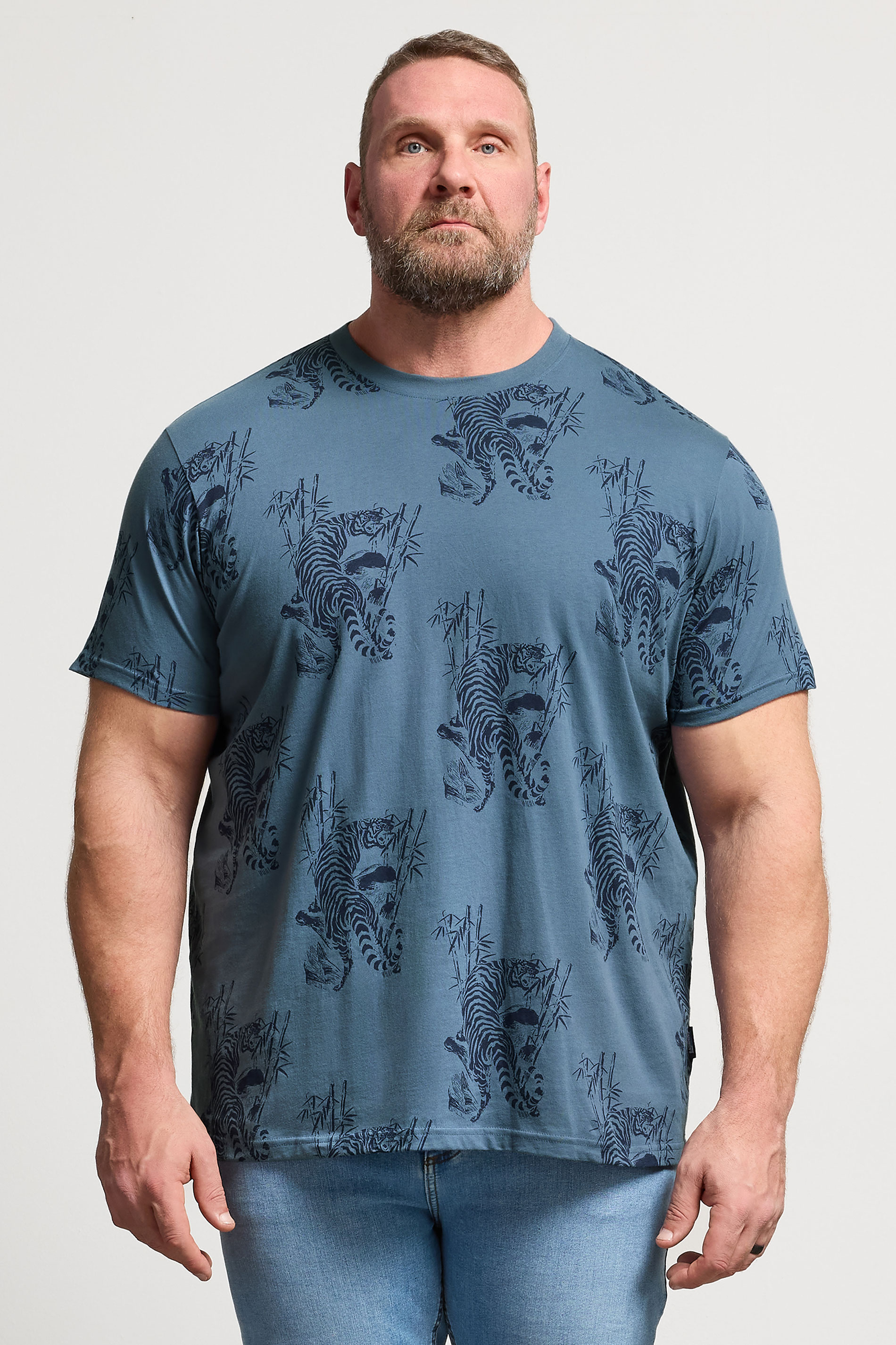 BadRhino Big & Tall Light Blue Tiger Graphic T-Shirt | BadRhino 1