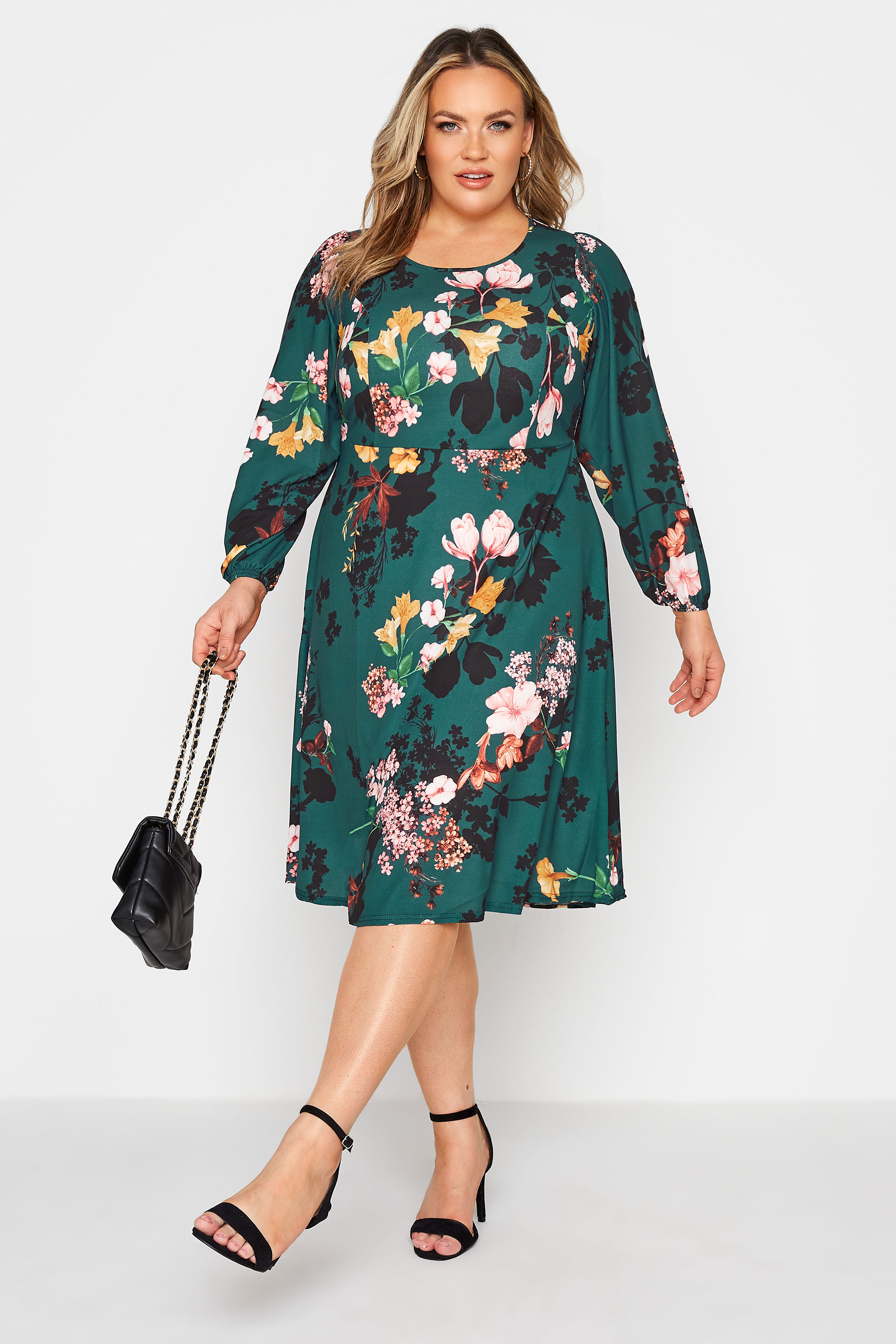 YOURS LONDON Curve Green Floral Midi Dress 1