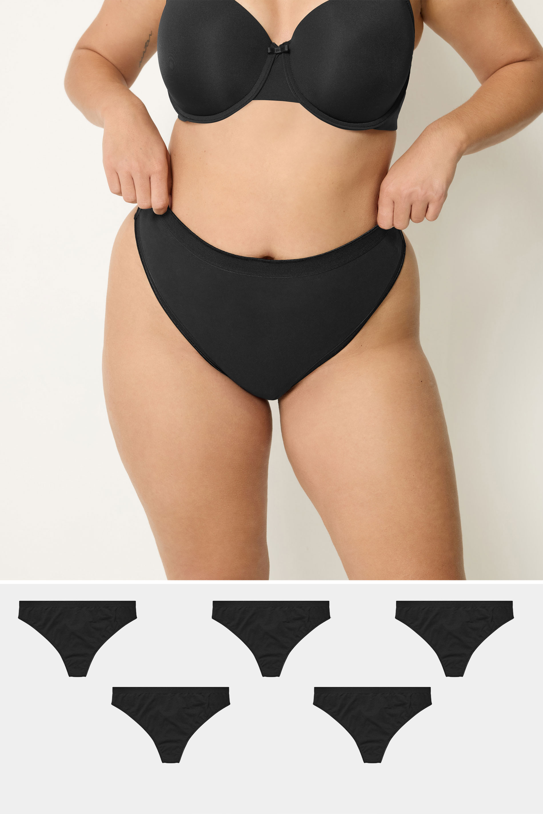 YOURSET 5 PACK Plus Size Black Candy Cane Thongs | Yours Clothing 1