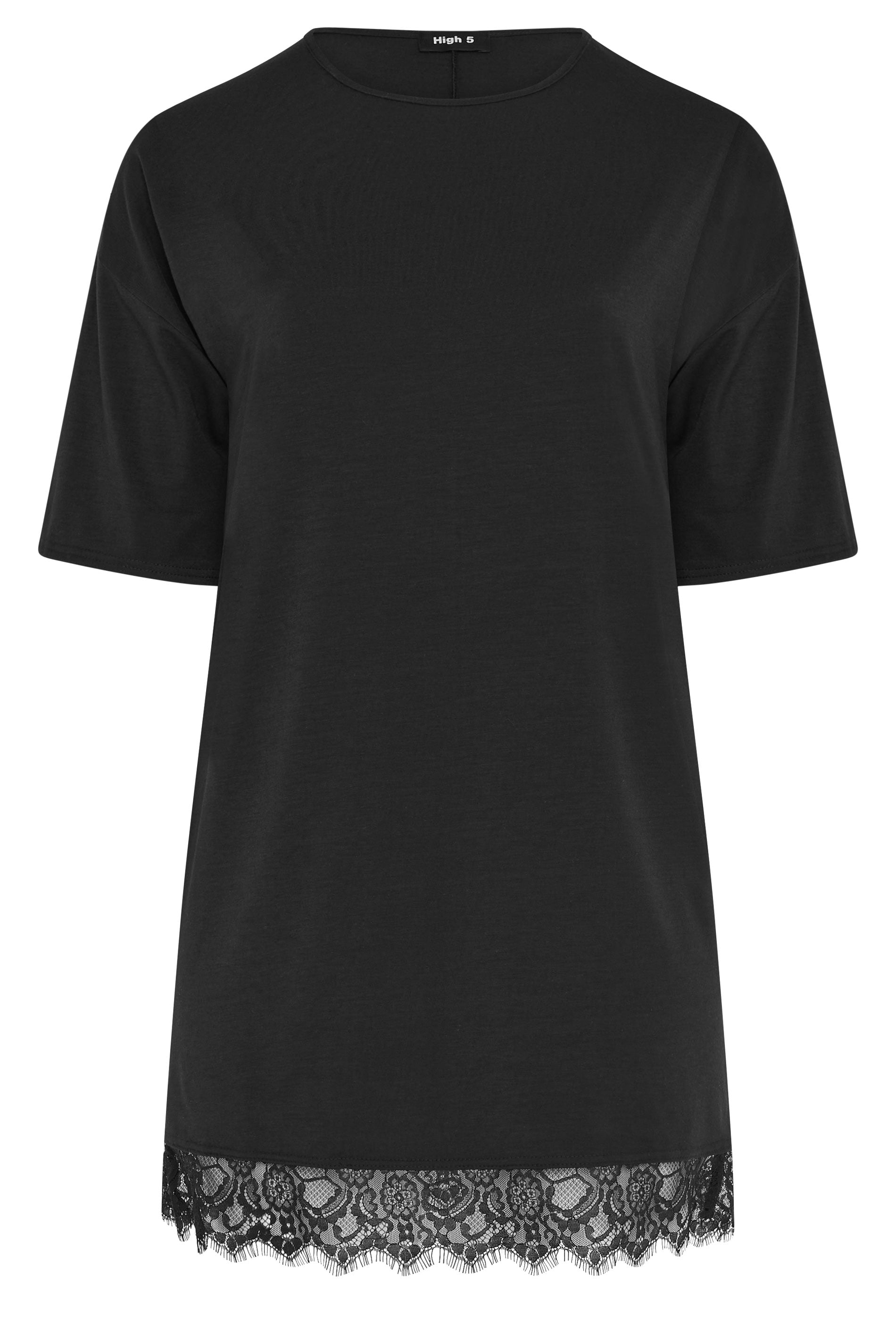 LIMITED COLLECTION Plus Size Black Lace Trim Mini Dress | Yours Clothing 5