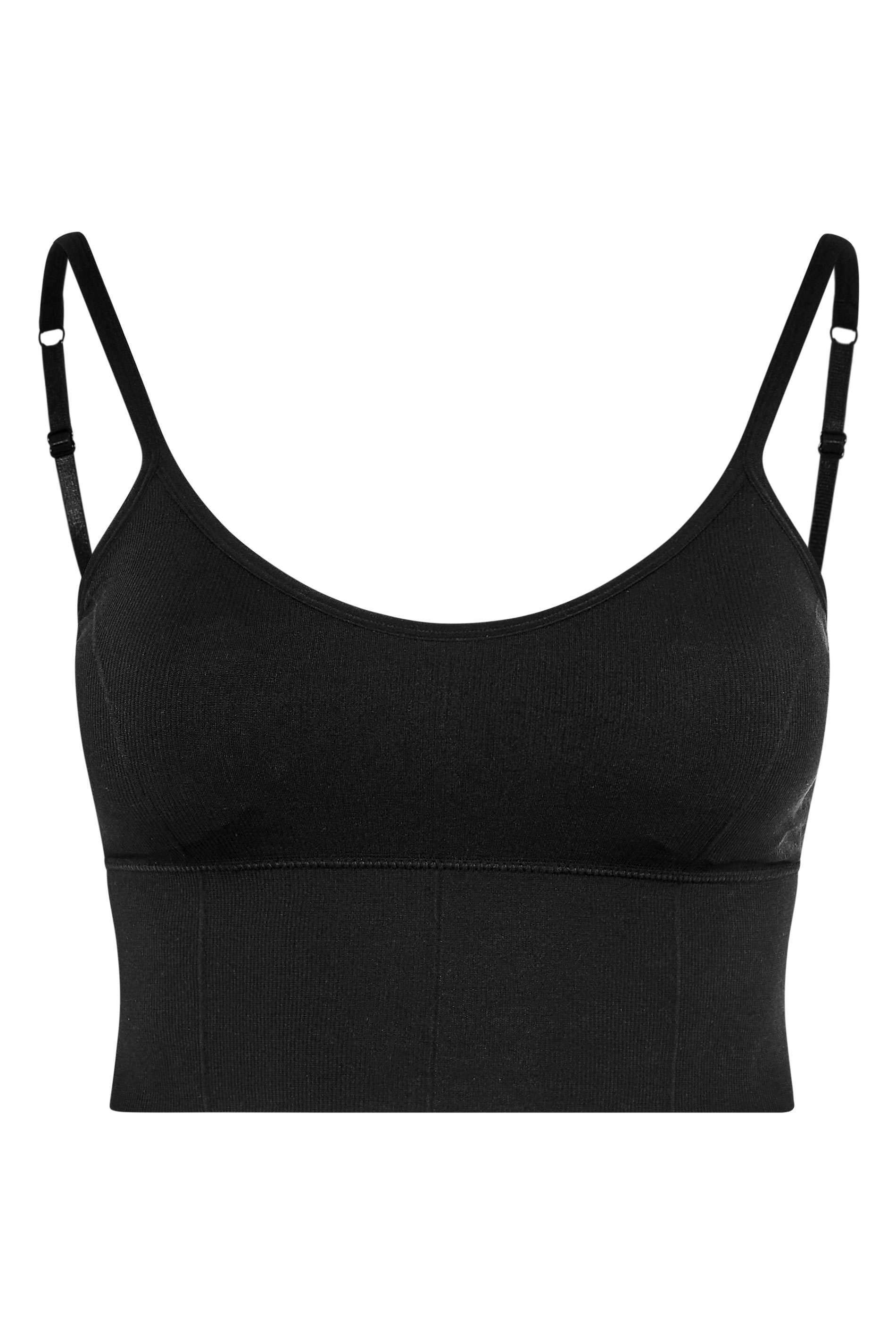 Yours Curve Black Seamless Longline Padded Bralette Top