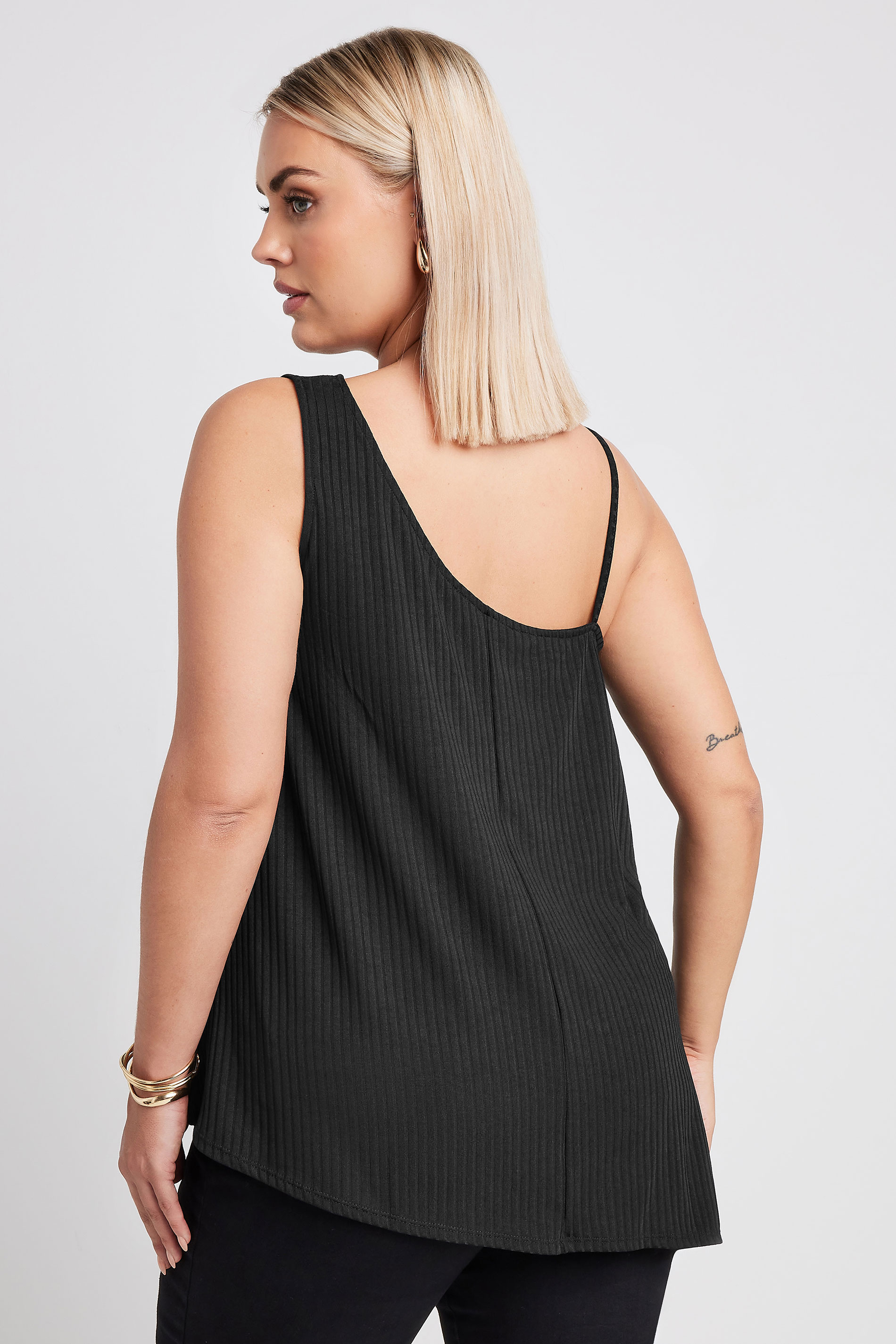LIMITED COLLECTION Plus Size Black Metal Trim Ribbed Vest Top | Yours Clothing 3