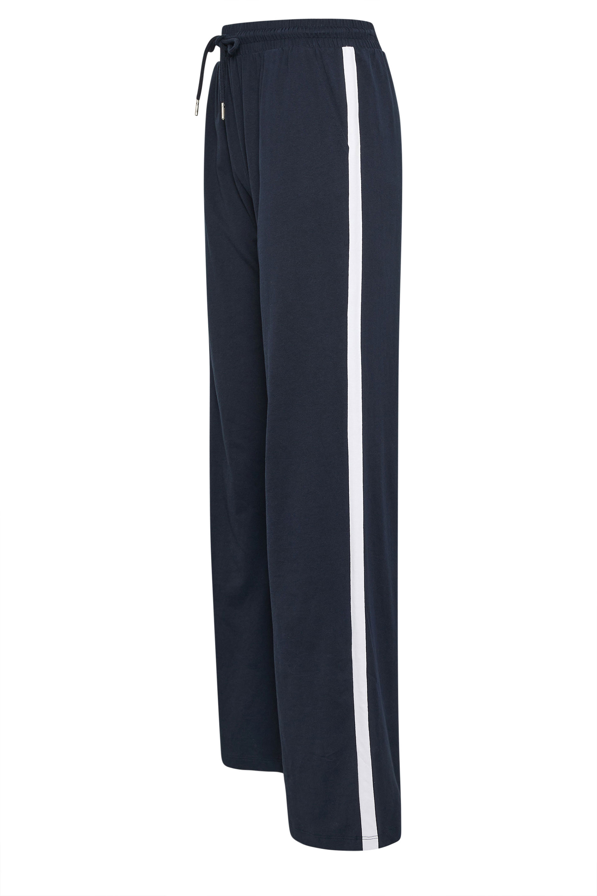 LTS Tall Women's Navy Blue Pipe Detail Cotton Wide Leg Joggers | Long Tall Sally 6