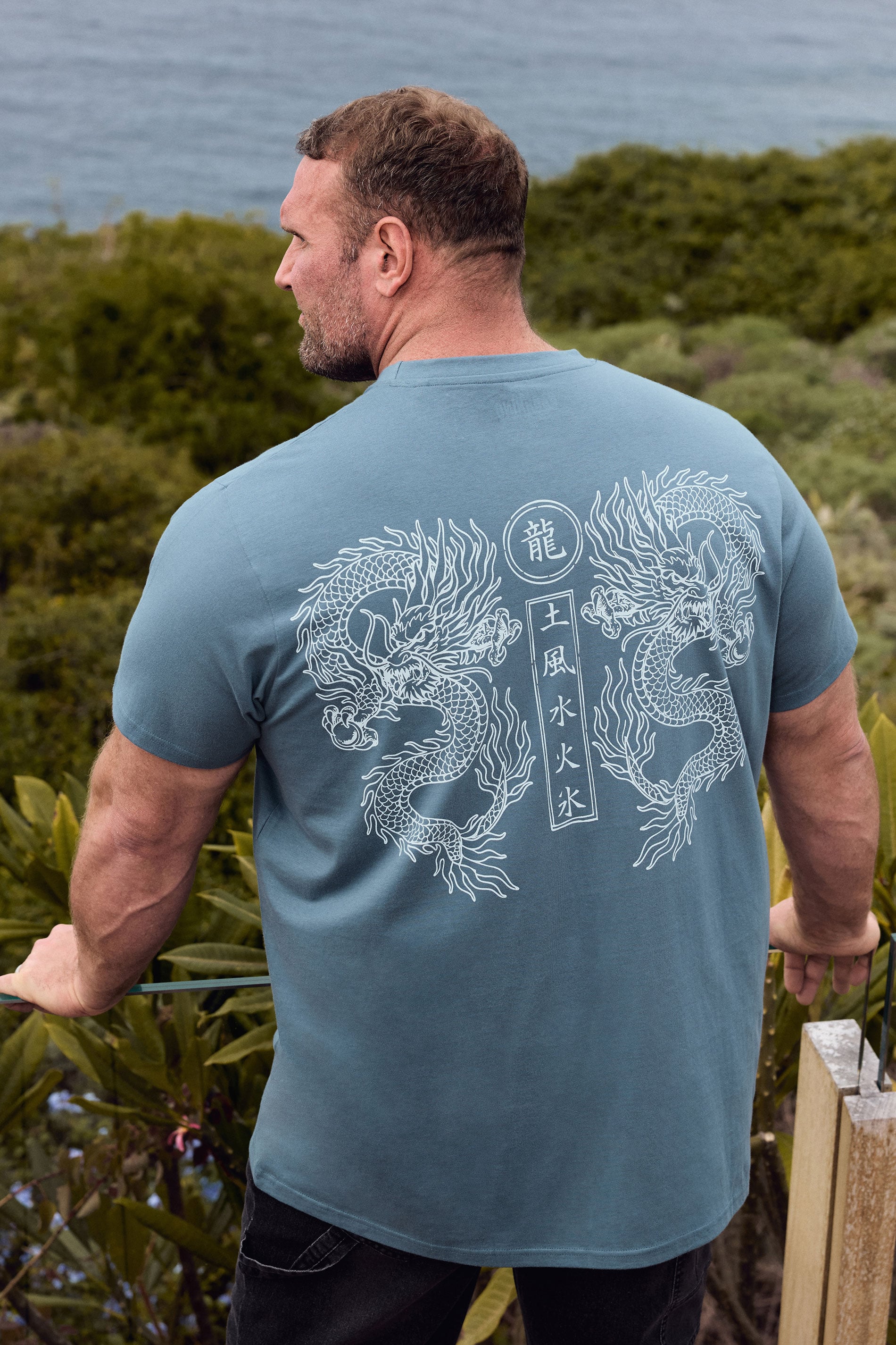 BadRhino Big & Tall Blue Dragon Graphic T-Shirt | BadRhino 3