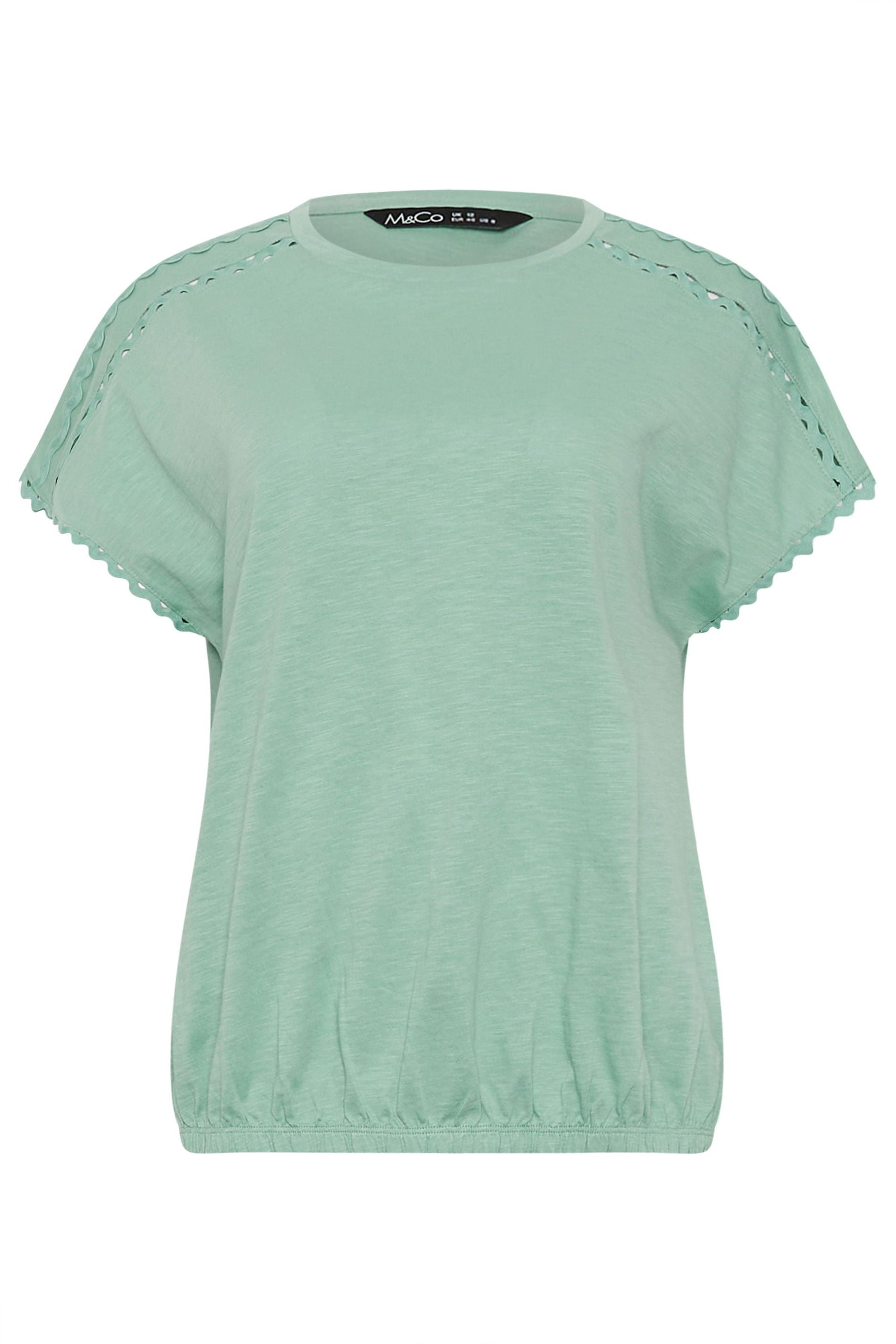 M&Co Green Scallop Trim Detail Cotton Top | M&Co 5