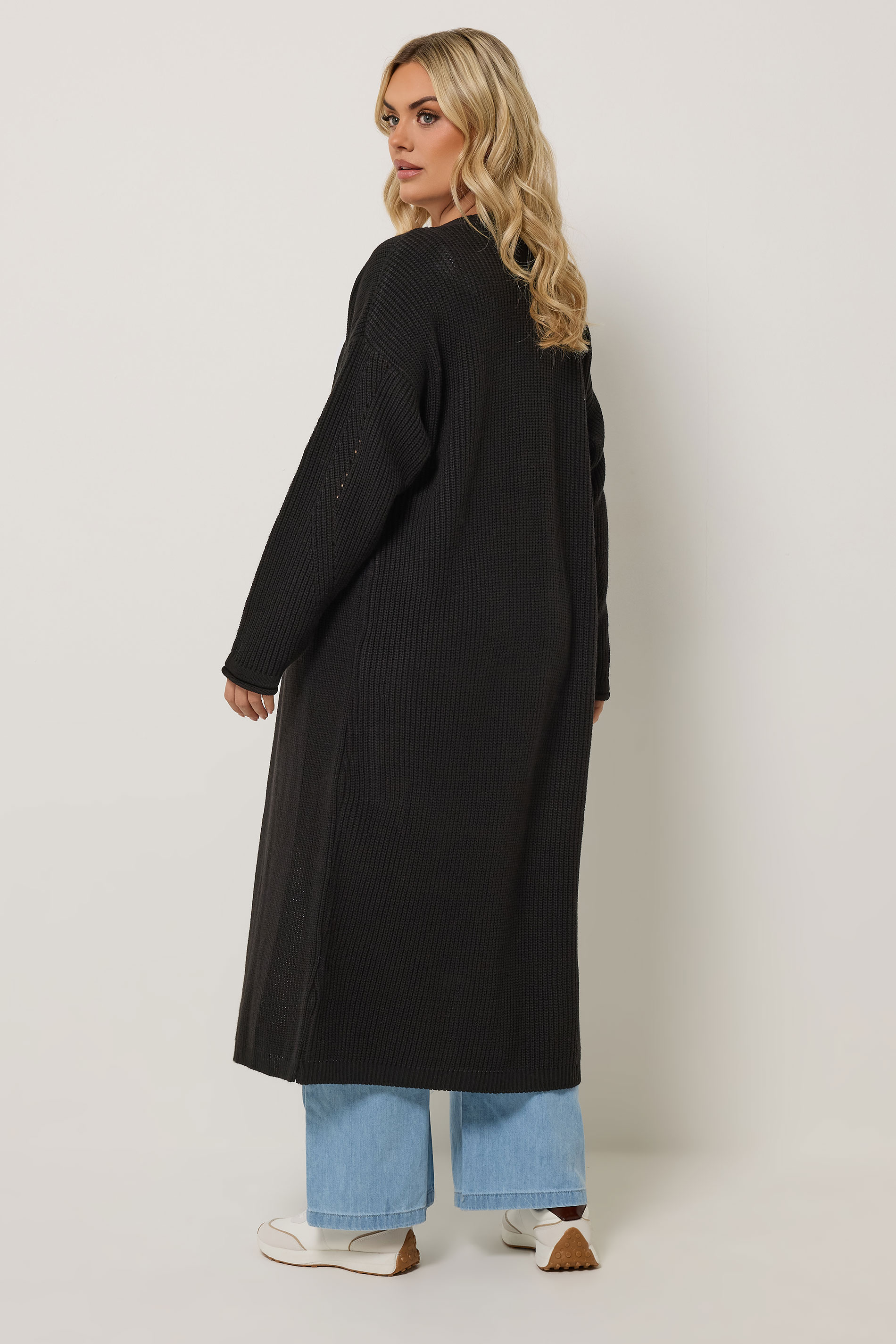 YOURS Plus Size Black Maxi Knitted Cardigan | Yours Clothing 2