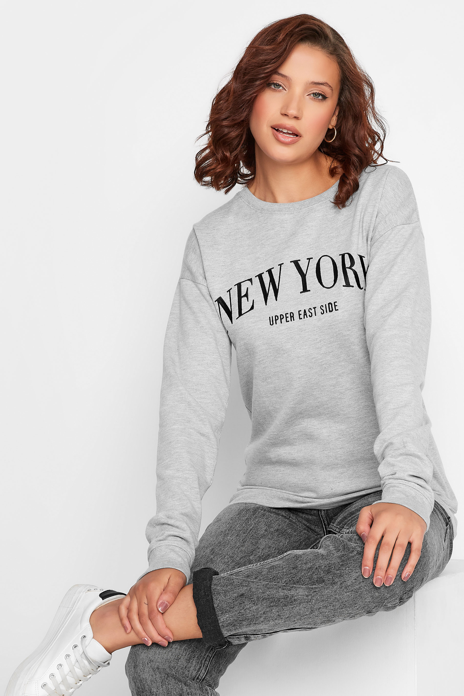 LTS Tall Women's Grey 'New York' Marl Sweatshirt | Long Tall Sally 1