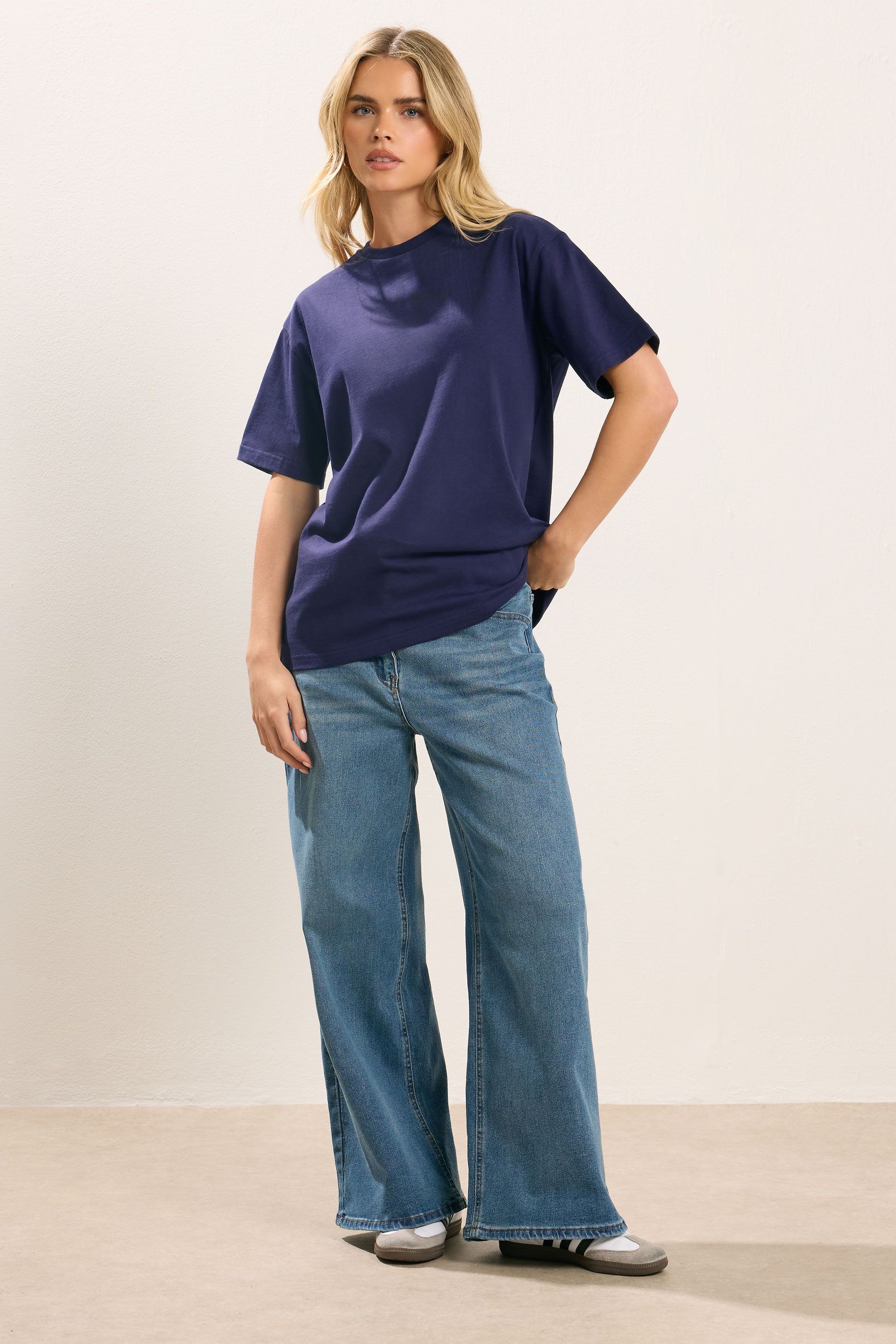 PixieGirl Petite Women's 2 PACK Chocolate Brown & Navy Blue Cotton Oversized T-Shirts | PixieGirl 4