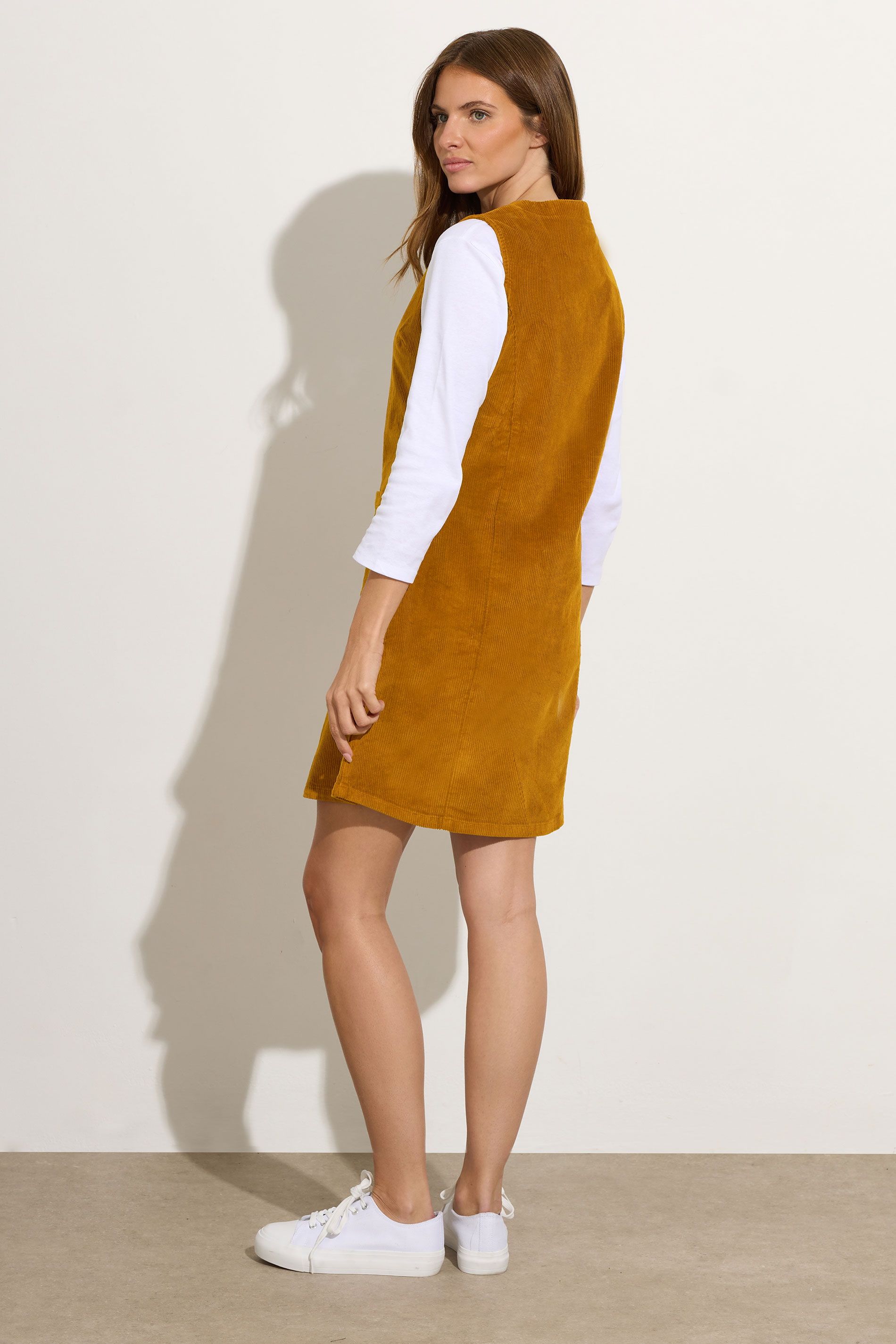 M&Co Orange Cord Button Through Pinafore Dress | M&Co  4