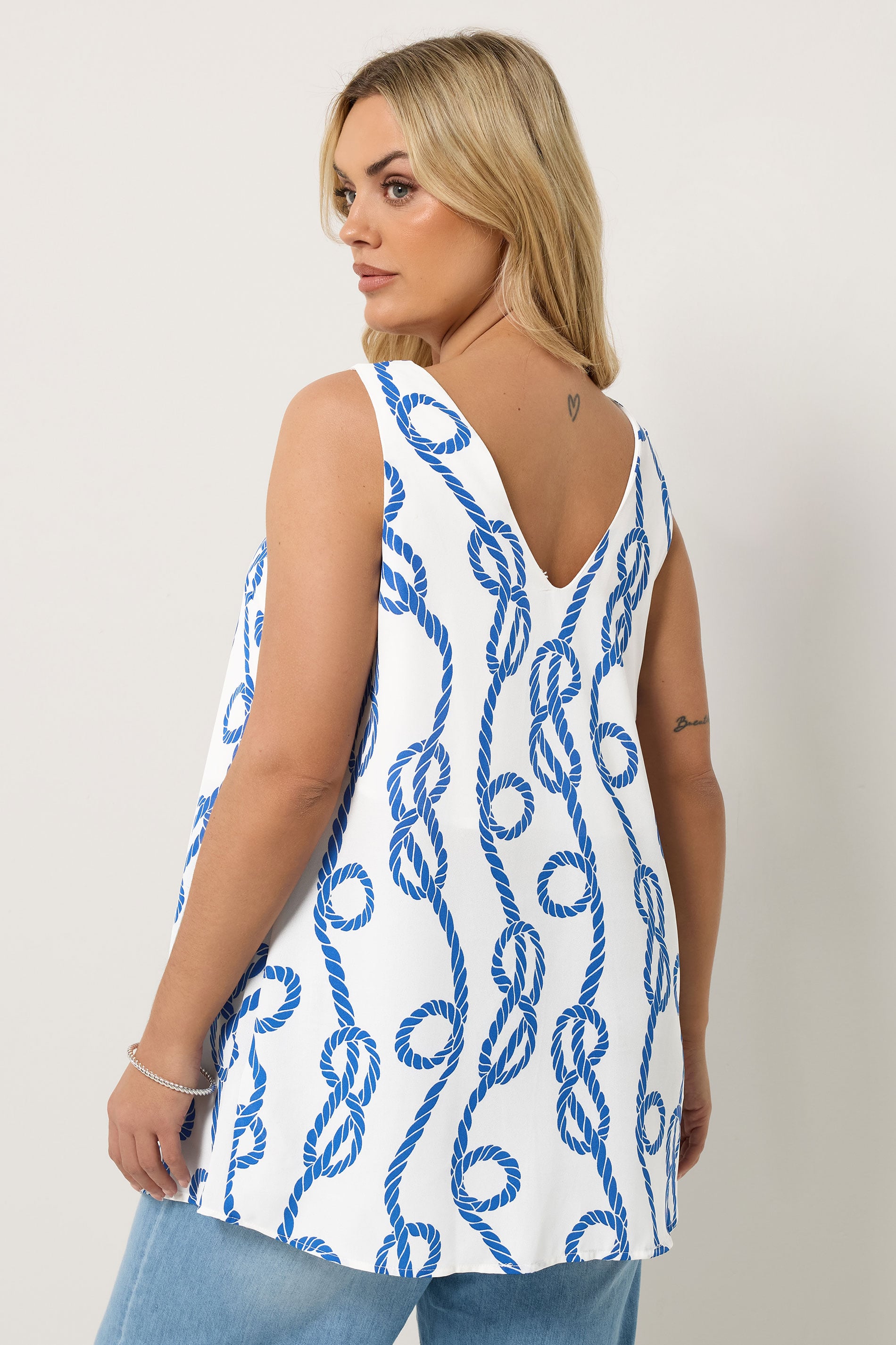 YOURS Plus Size White Swirl Cami Vest Top | Yours Clothing 2