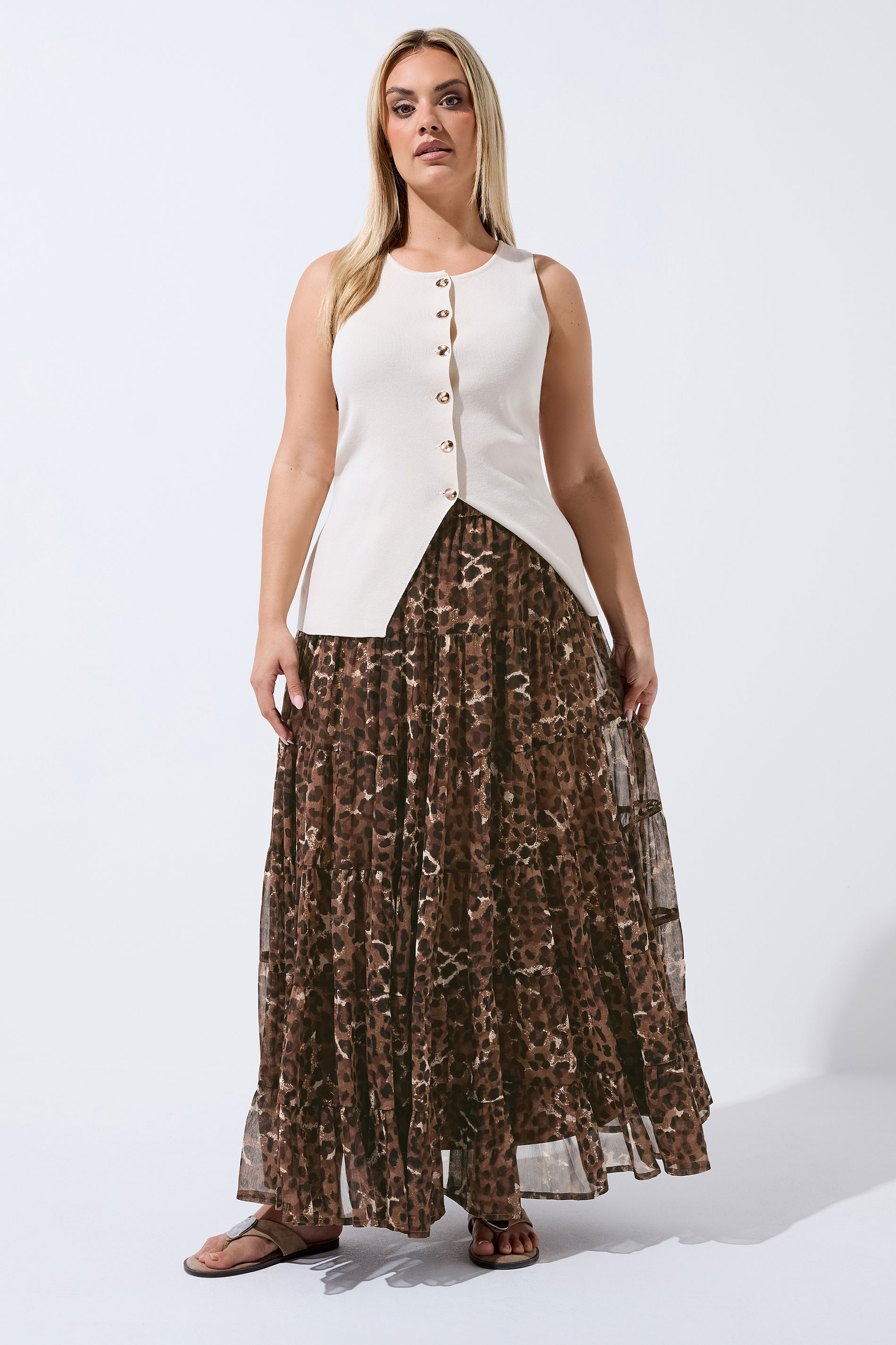 LIMITED COLLECTION Plus Size Brown Leopard Print Skirt | Yours Clothing 3