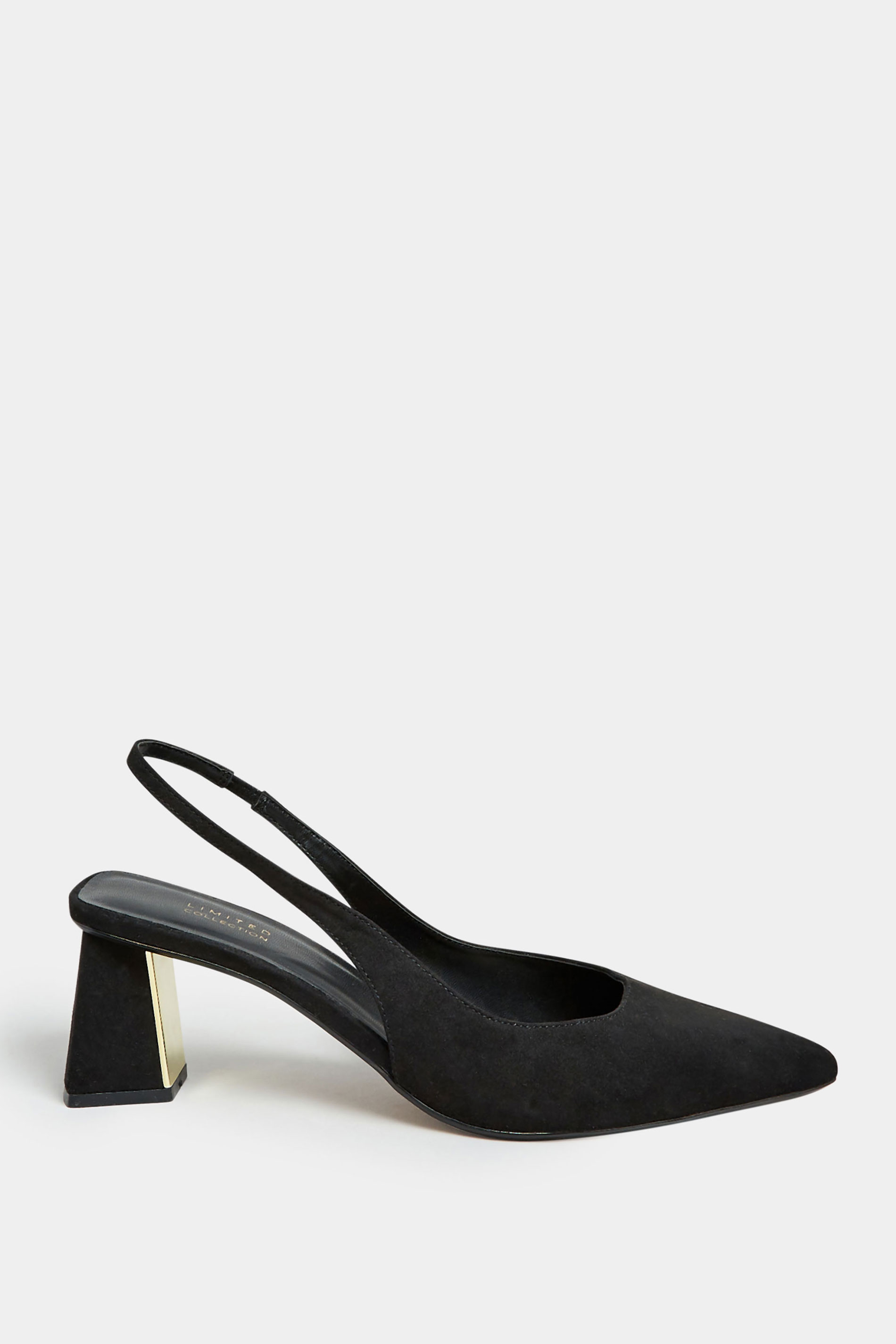 Black Mid Slingback Court Heels In Extra Wide EEE Fit | Yours Clothing  3