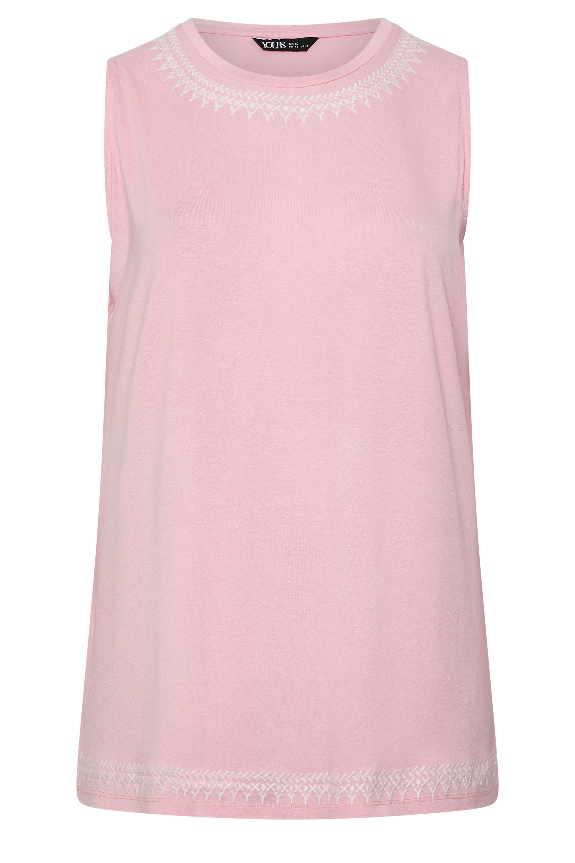 YOURS Plus Size Pink Embroidered Vest Top | Yours Clothing 5