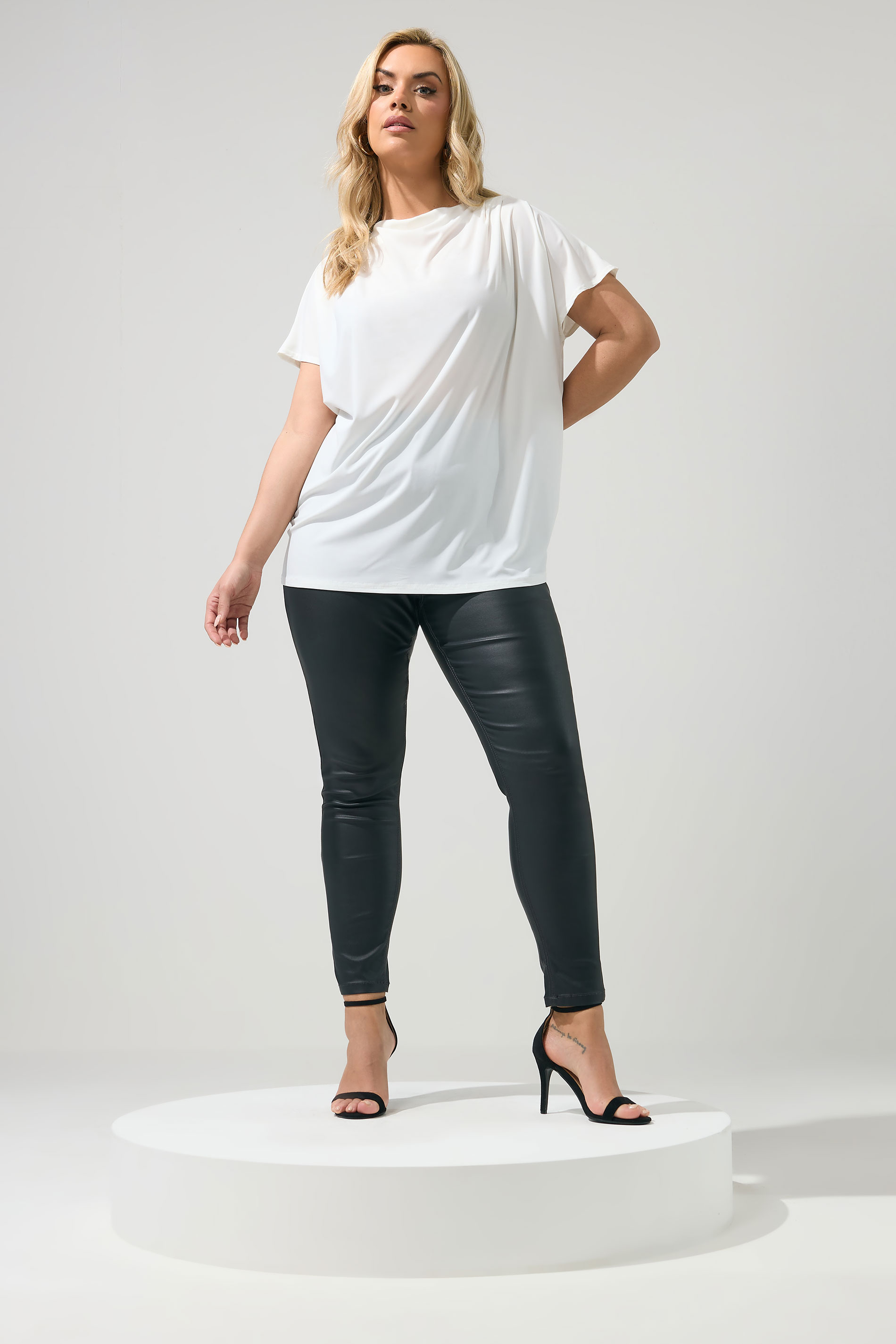 YOURS LONDON Plus Size White Pleated Shoulder Top | Yours Clothing 1