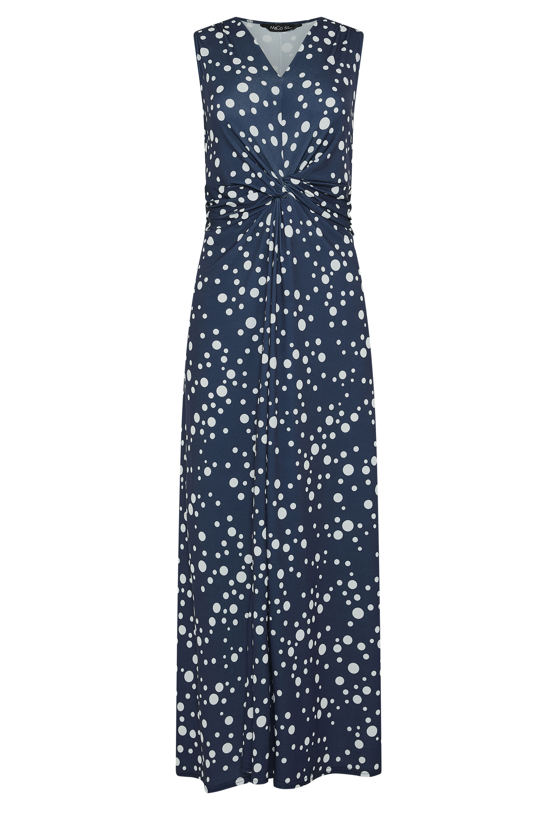 M&Co Navy Blue Polka Dot Twist Front Maxi Dress | M&Co 5