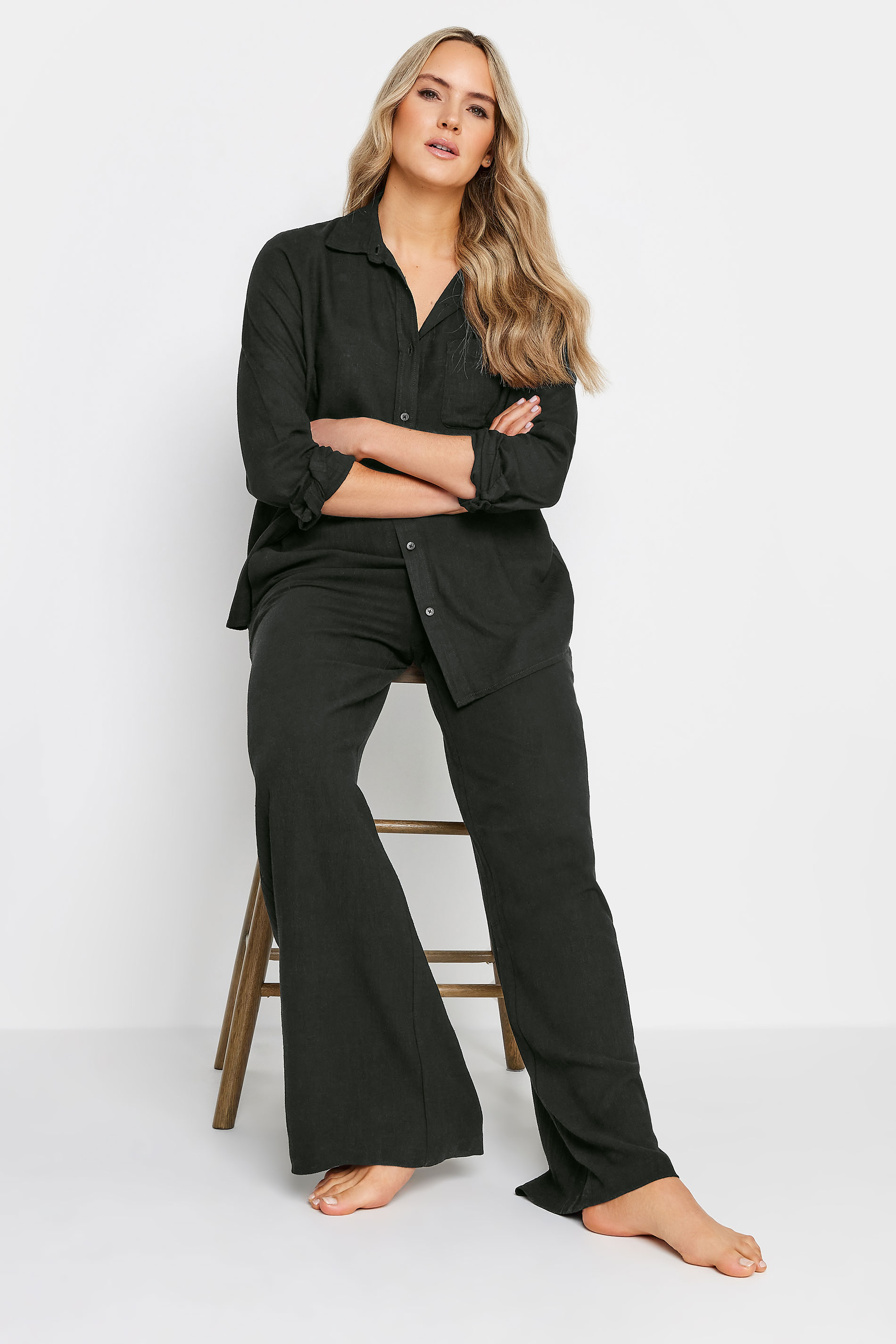 LTS Tall Womens Black Linen Shirt | Long Tall Sally 3