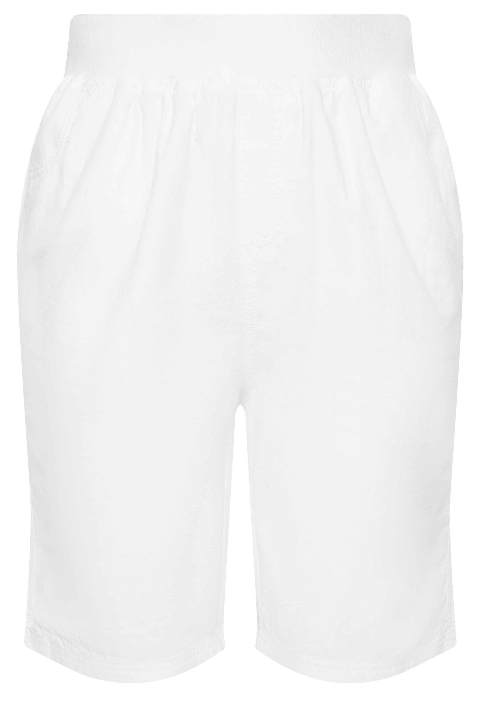 YOURS Plus Size White Elasticated Cool Cotton Shorts | Yours Clothing