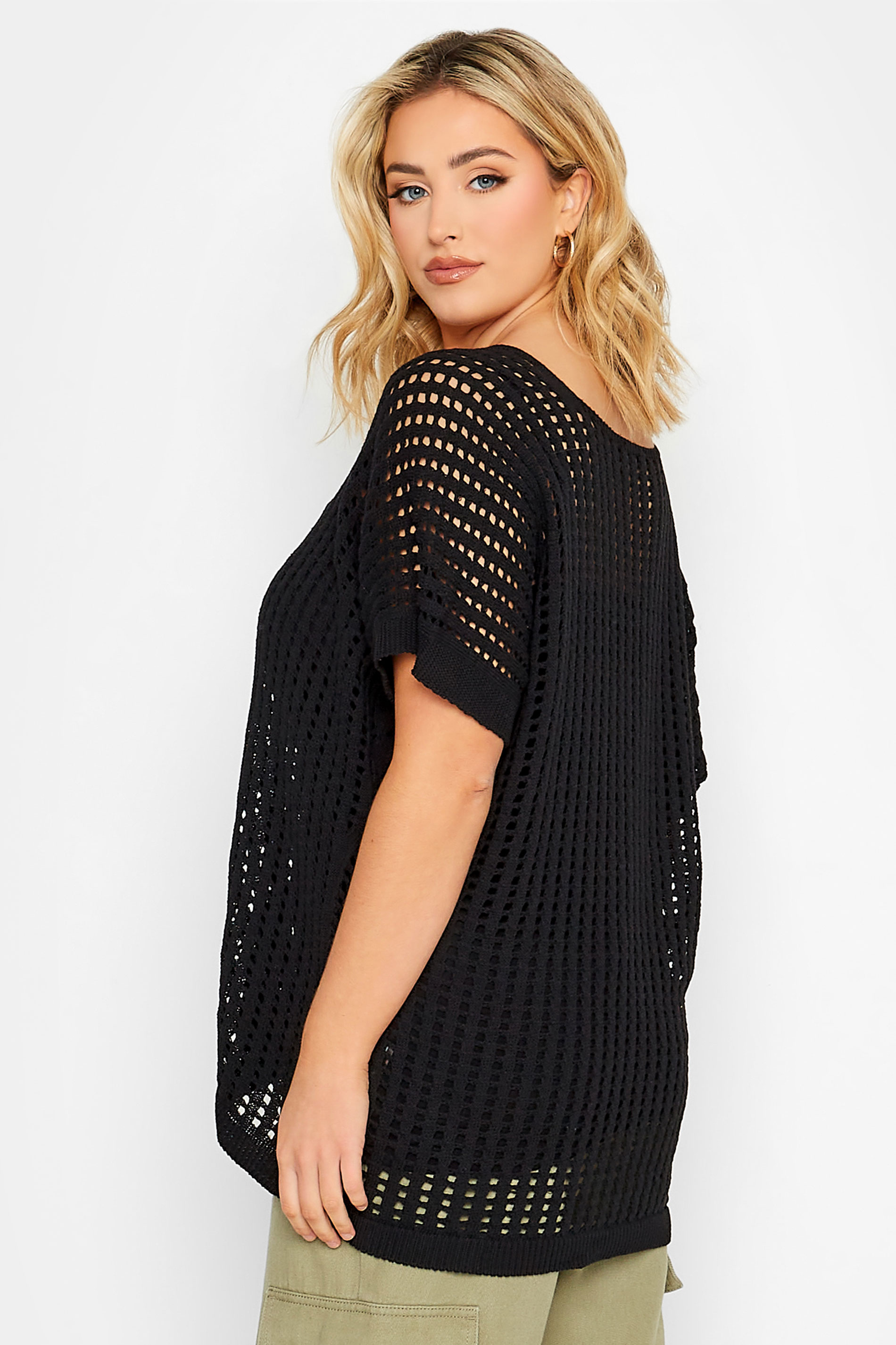 YOURS Plus Size Curve Black Crochet Top | Yours Clothing  3