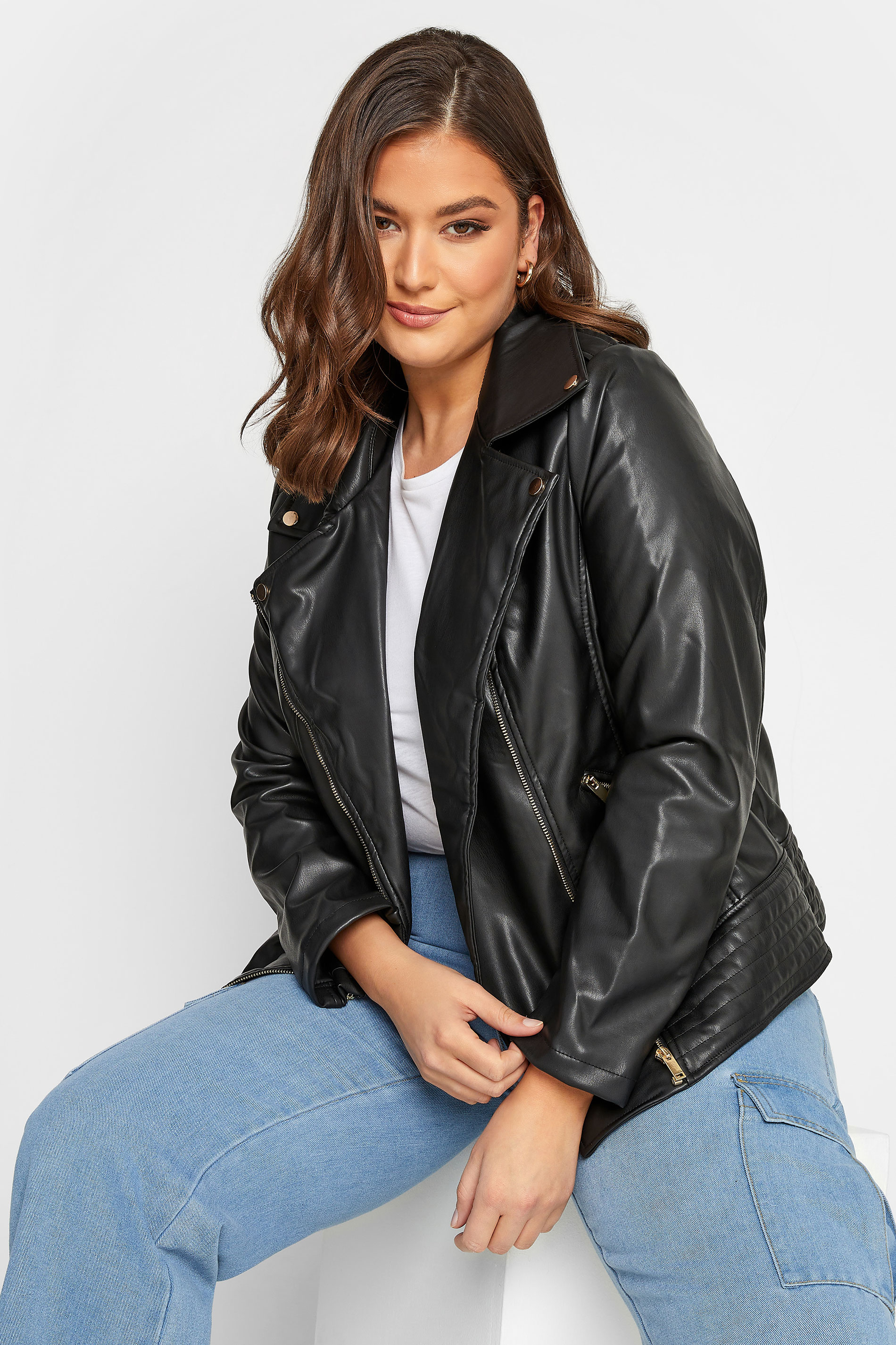 YOURS Plus Size Faux Leather Biker Jacket | Yours Clothing