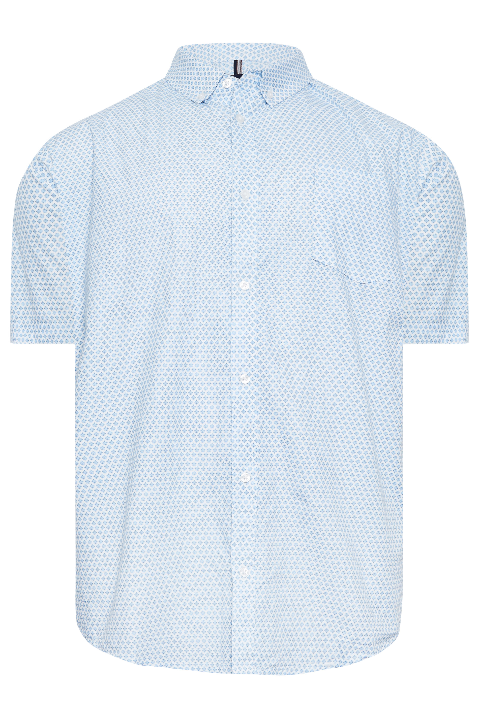 BadRhino Big & Tall White & Blue Geometric Print Poplin Shirt | BadRhino 3