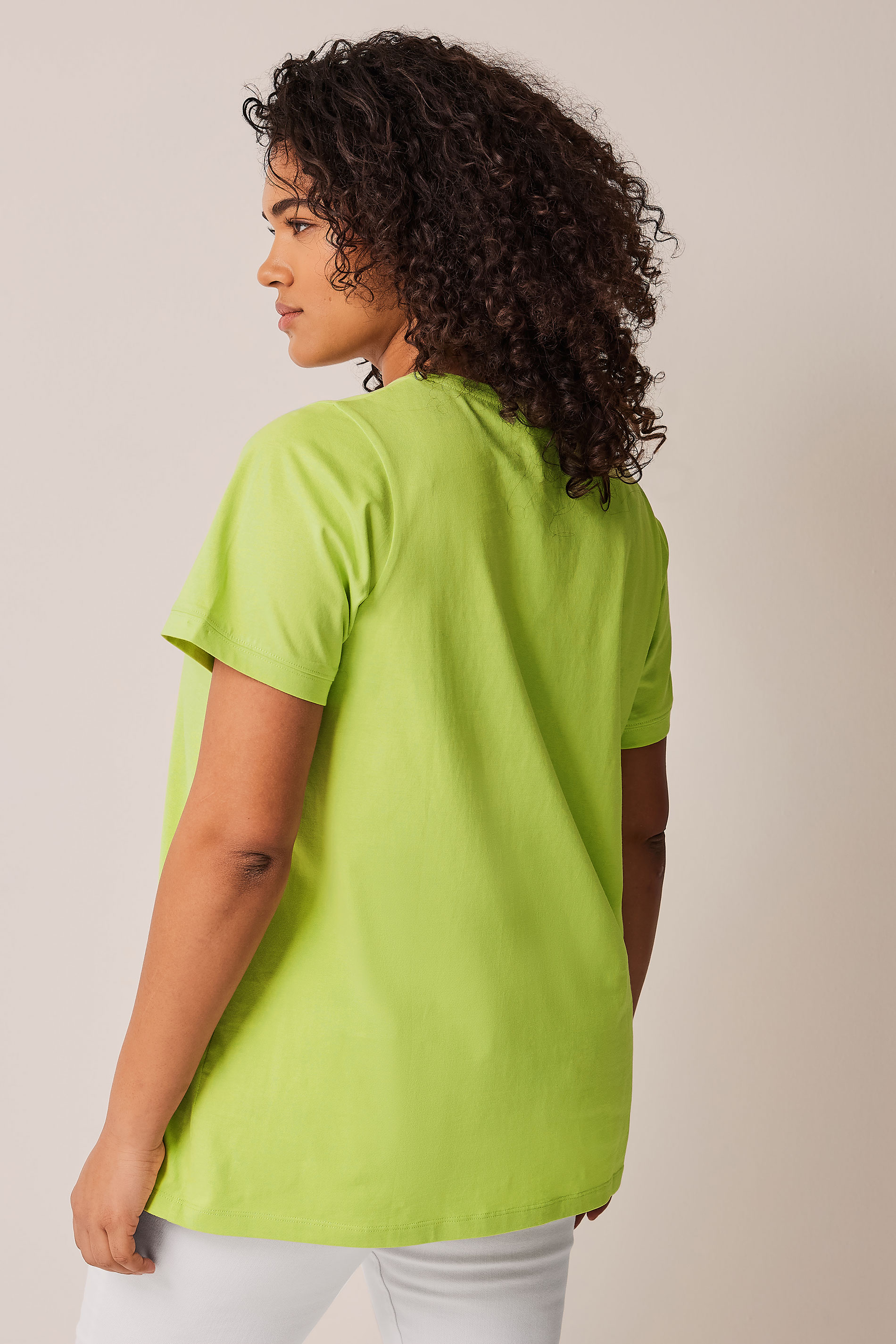 EVANS Plus Size Lime Green Essential T-Shirt | Evans 3