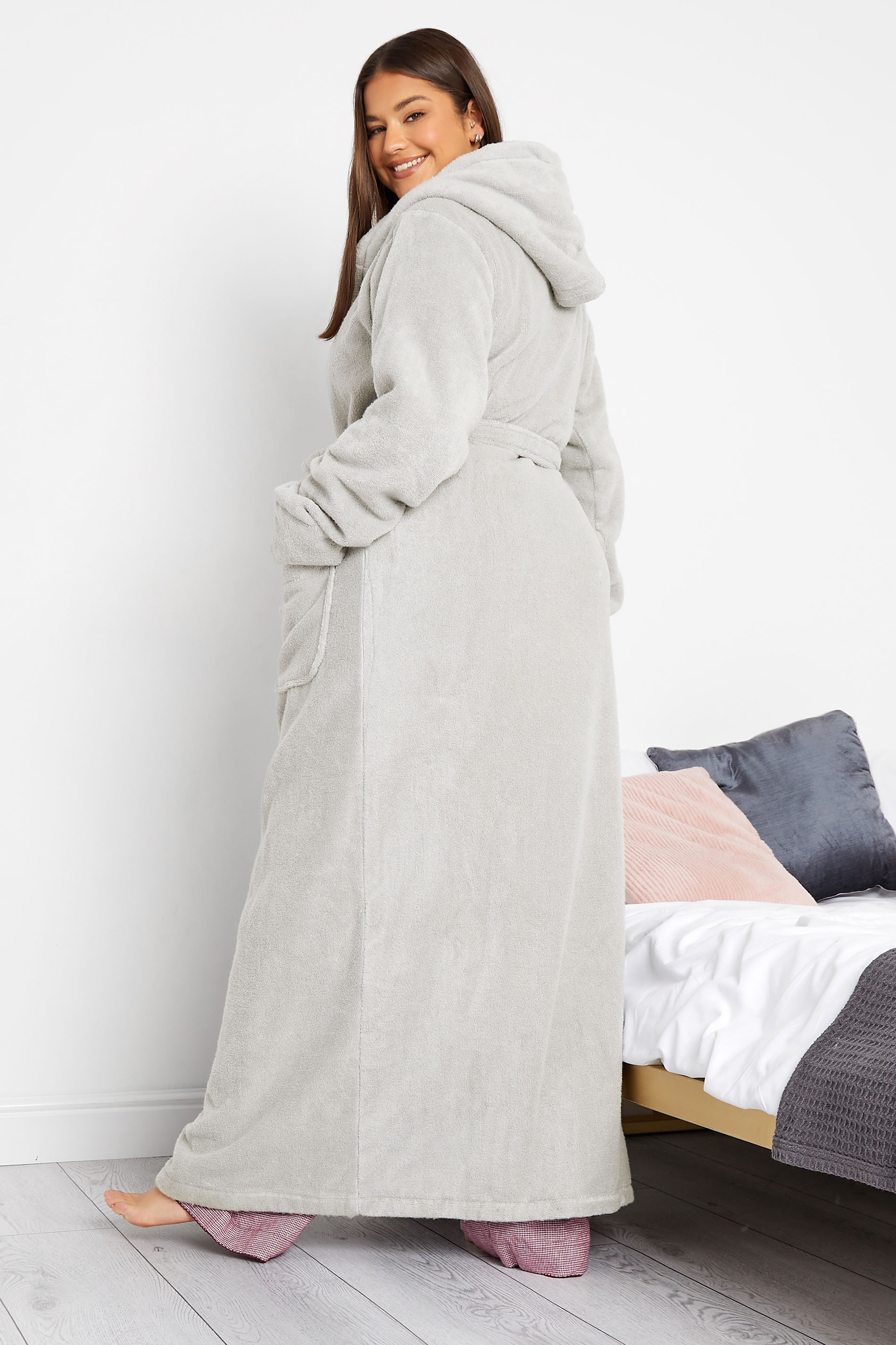 LTS Tall Women's Grey Hooded Maxi Dressing Gown | Long Tall Sally  3