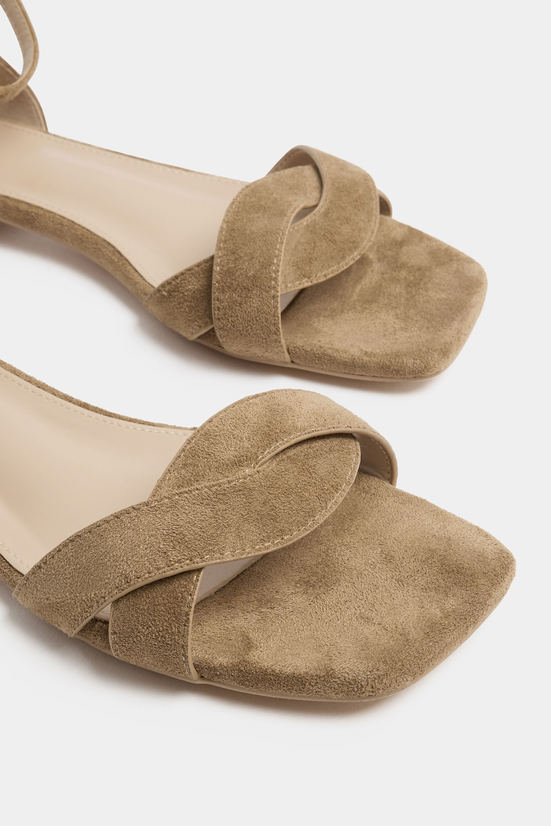 LTS Natural Brown Twisted Low Heel Sandals In Standard Fit | Long Tall Sally 2