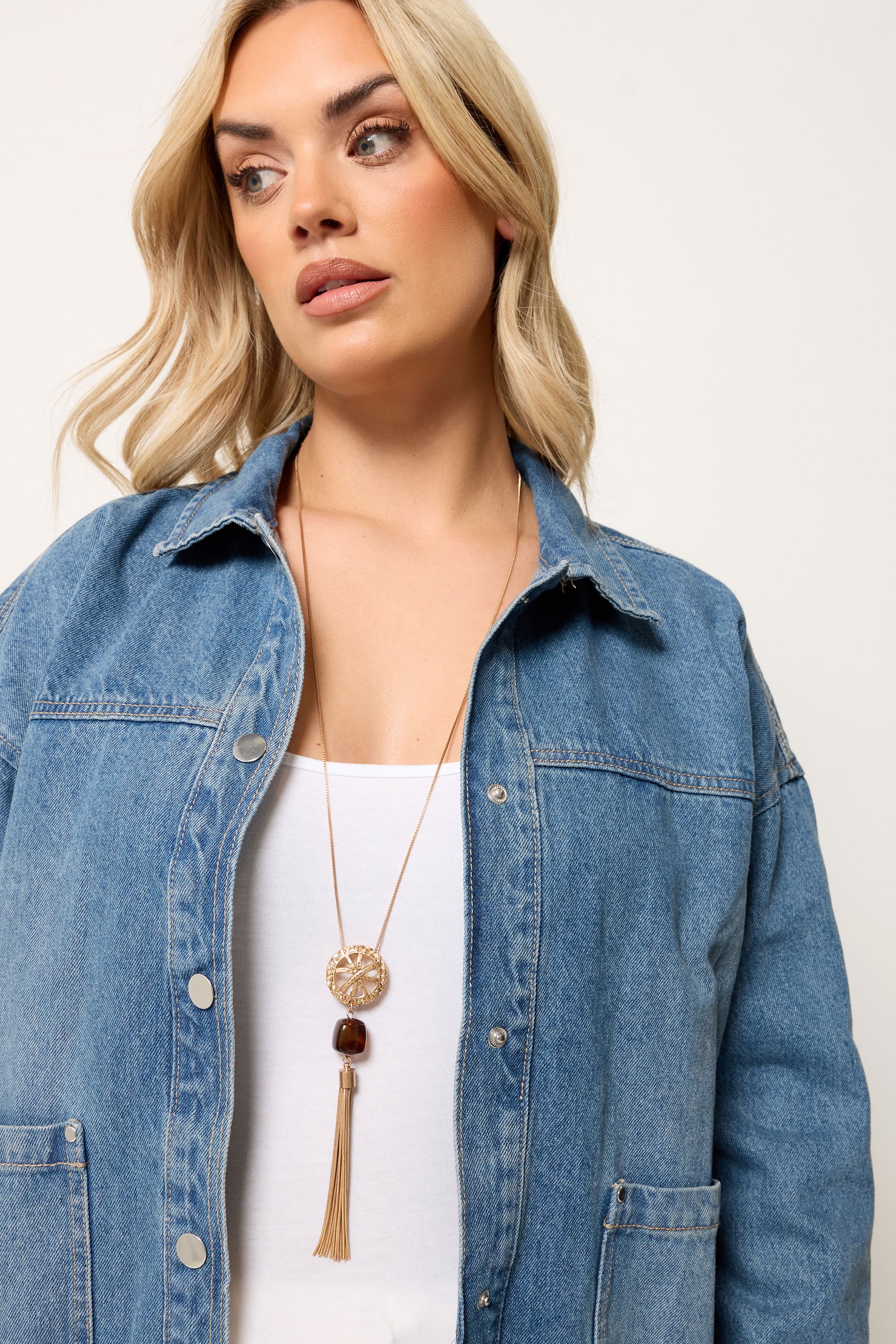 Gold Tone Long Tassel Necklace | Yours Clothing 1