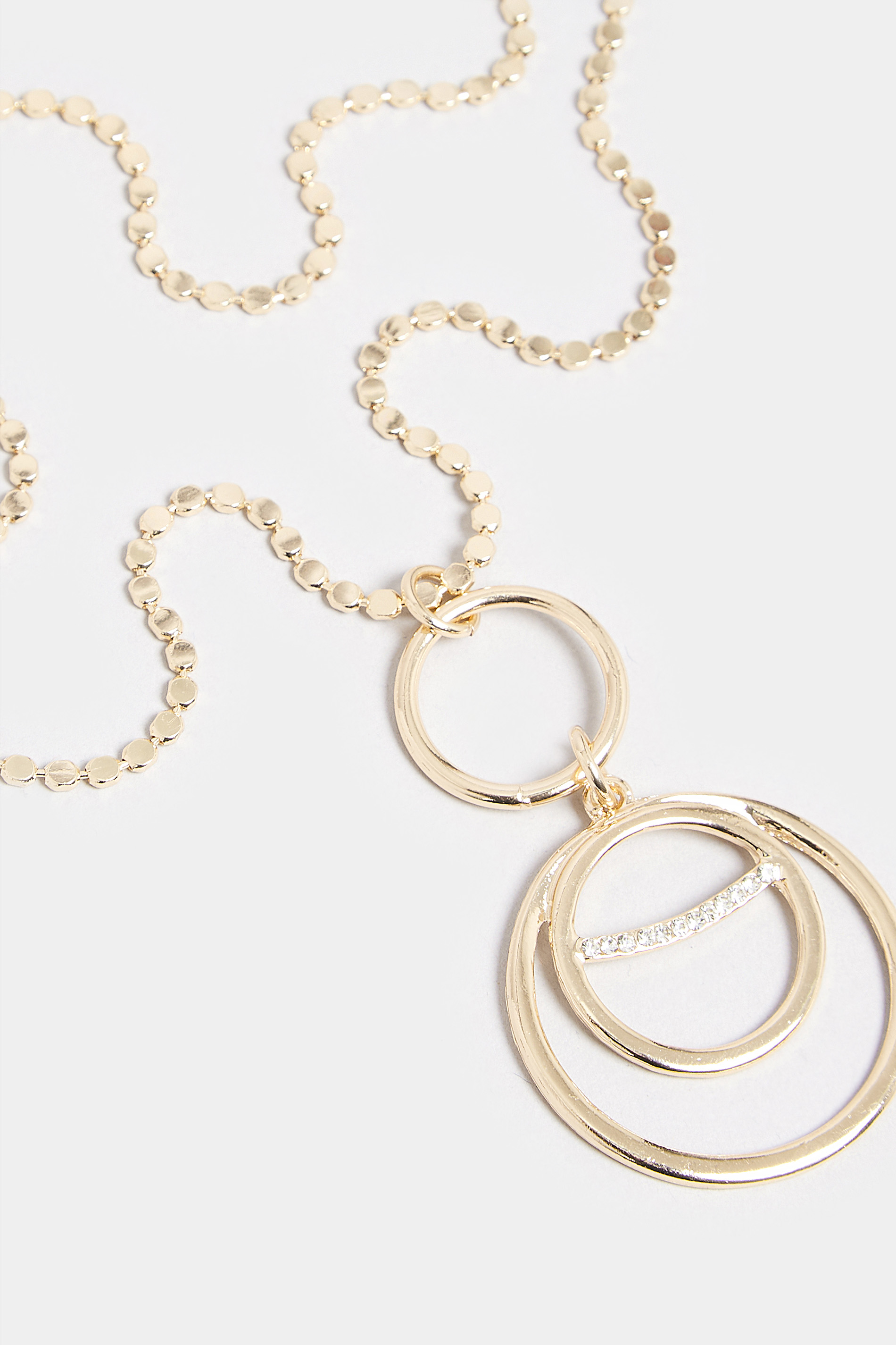Gold Tone Long Double Circle Pendant Necklace | Yours Clothing  3