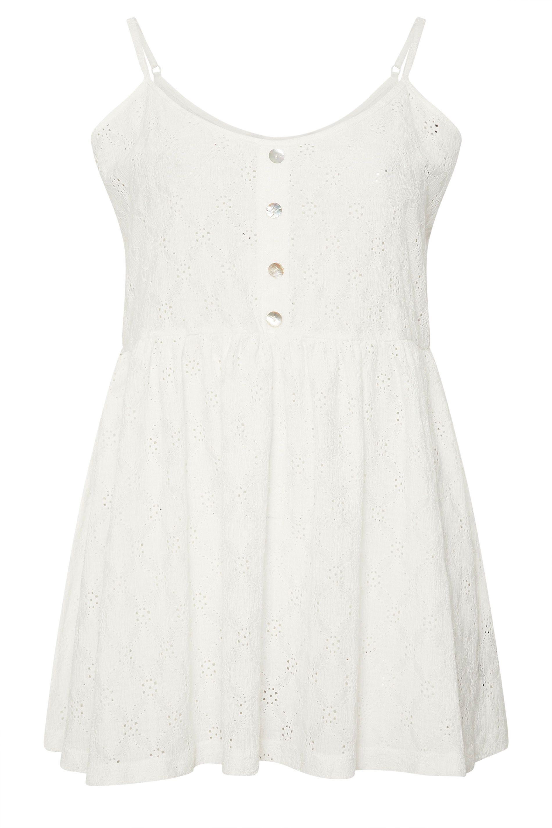 YOURS Plus Size White Broderie Anglaise Peplum Top | Yours Clothing 5
