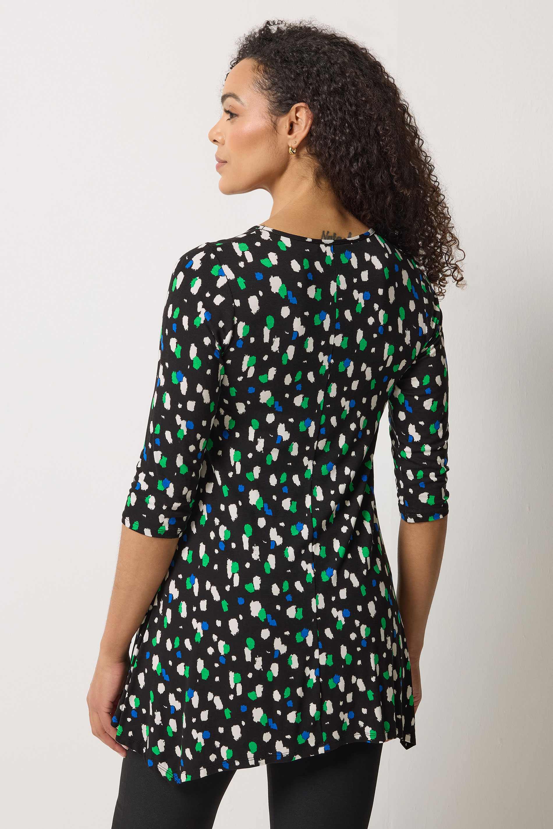 M&Co Black Spot Print Hanky Hem Top | M&Co 2