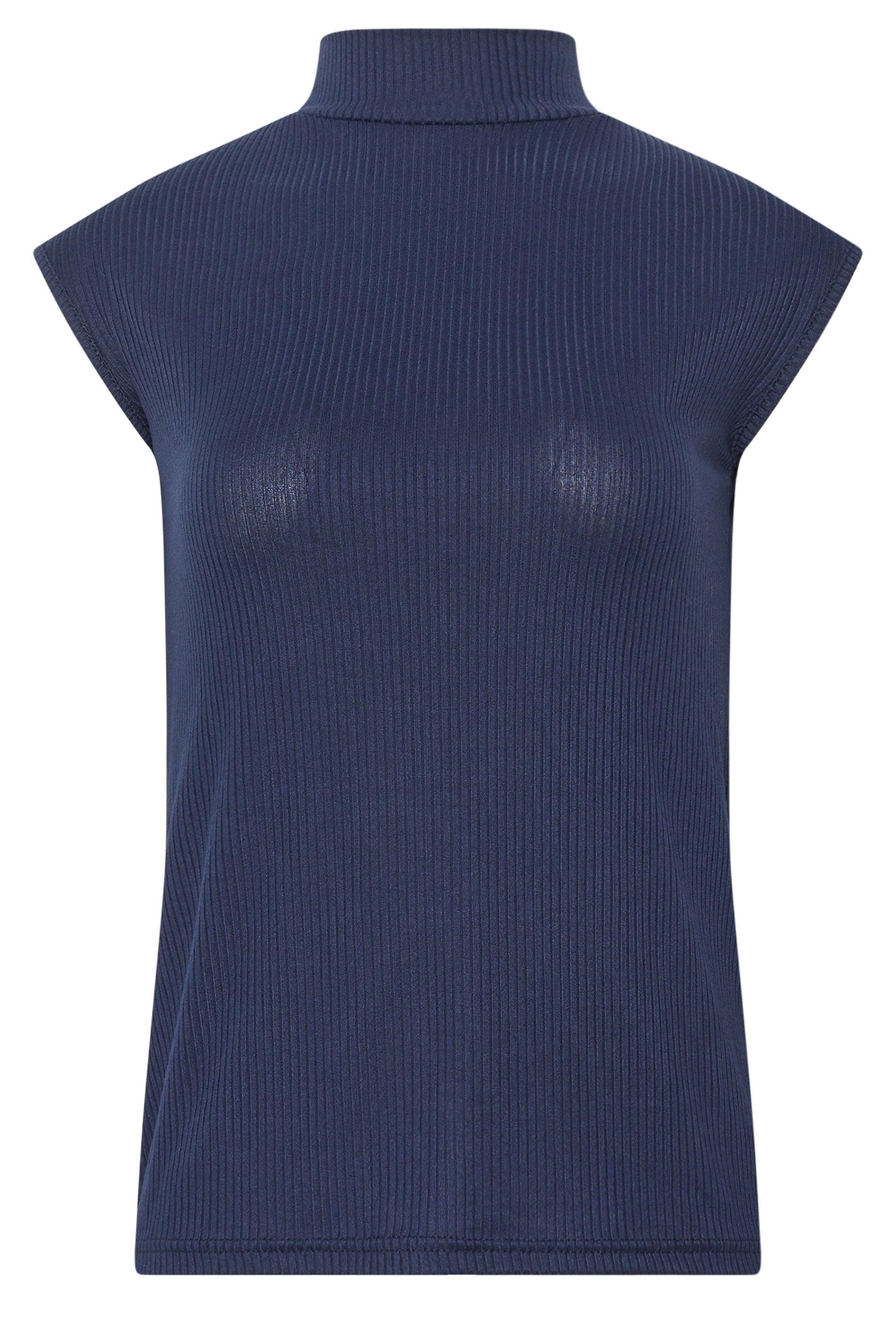 LTS Tall Women's Navy Blue Ribbed Tie Back Top | Long Tall Sally 5