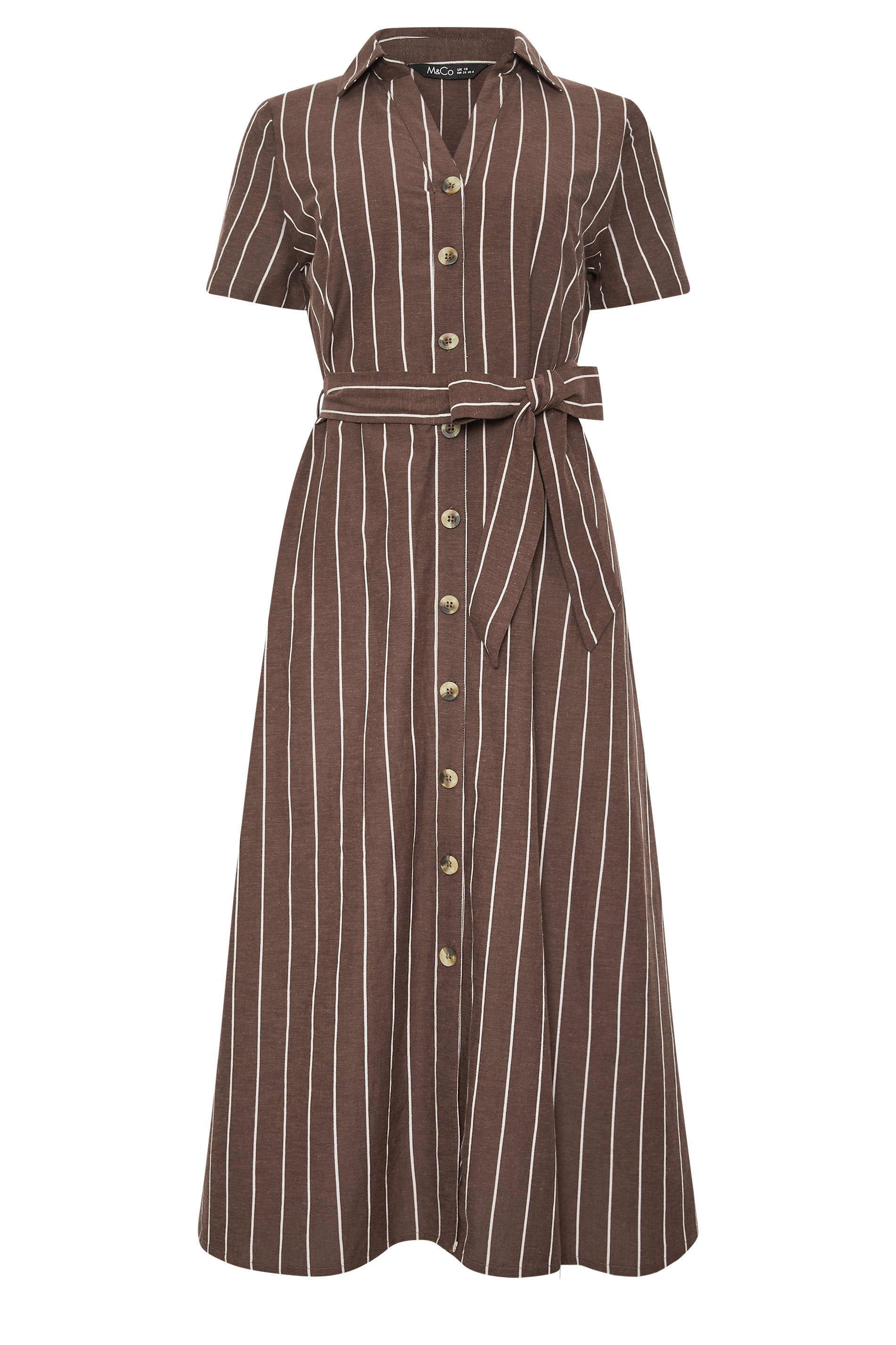M&Co Chocolate Brown Striped Shirt Dress | M&Co 6
